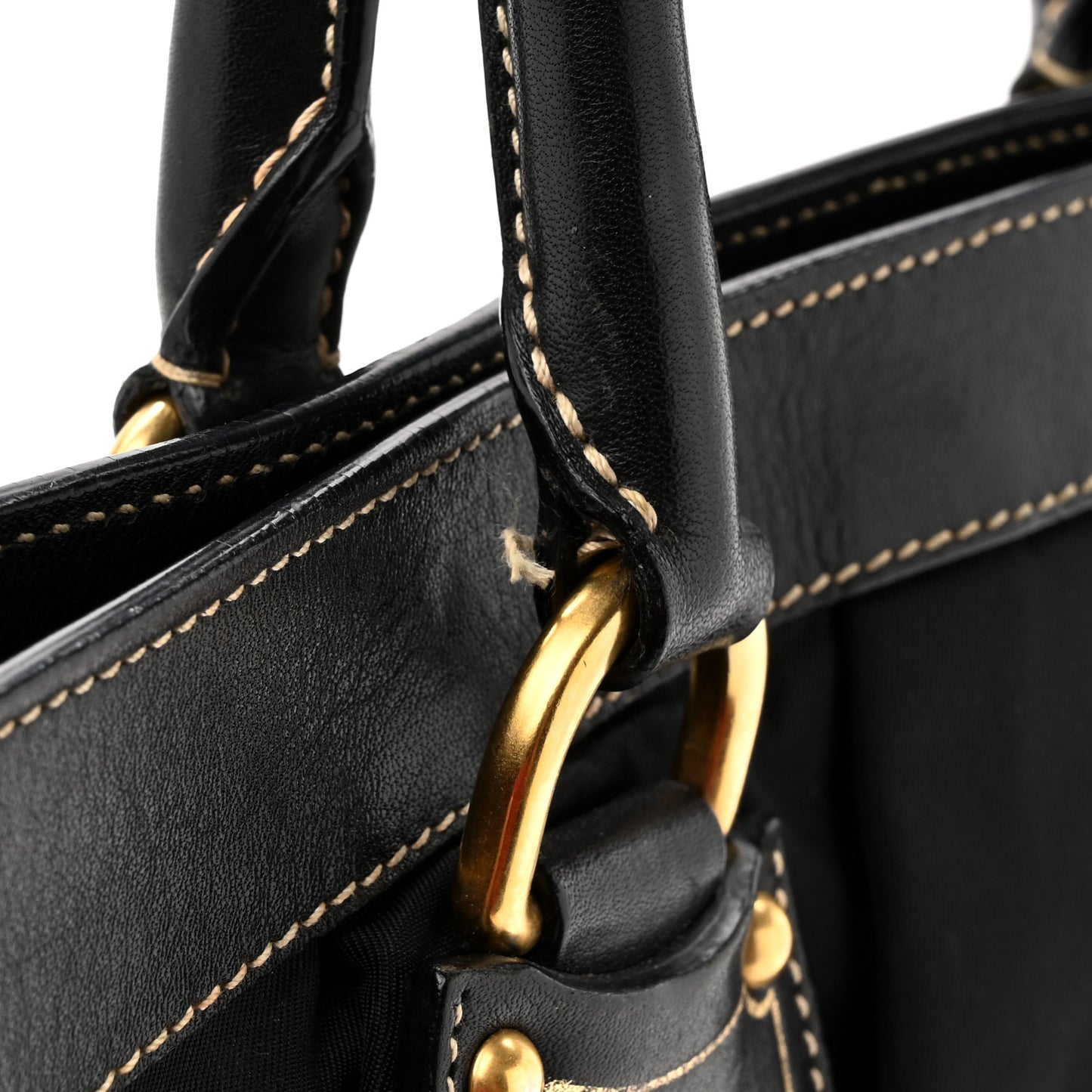 Tessuto Nylon Soft Calf Small Tote Black