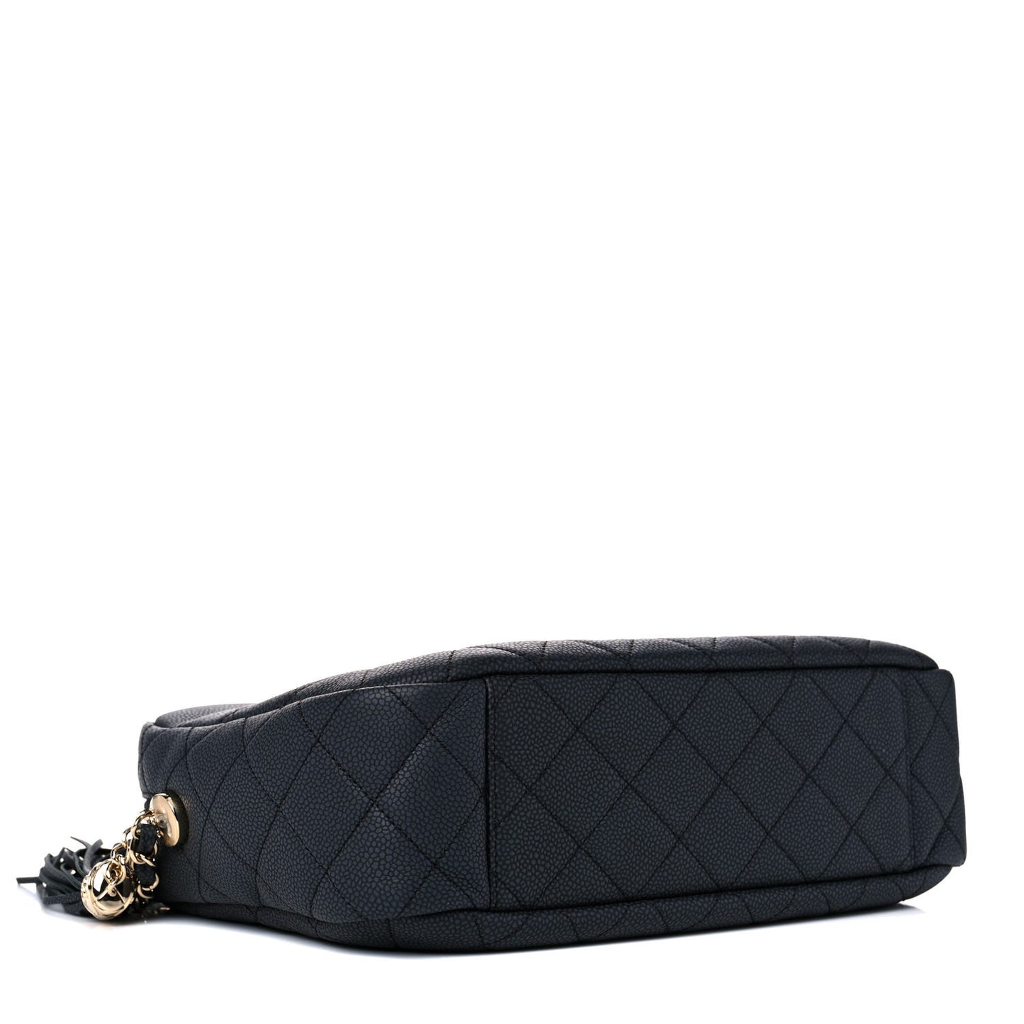 Caviar Quilted Large Coco Tassel Camera Case Black