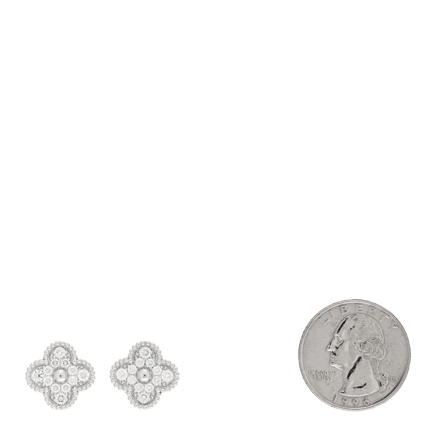 18K White Gold Diamond Vintage Alhambra Earrings