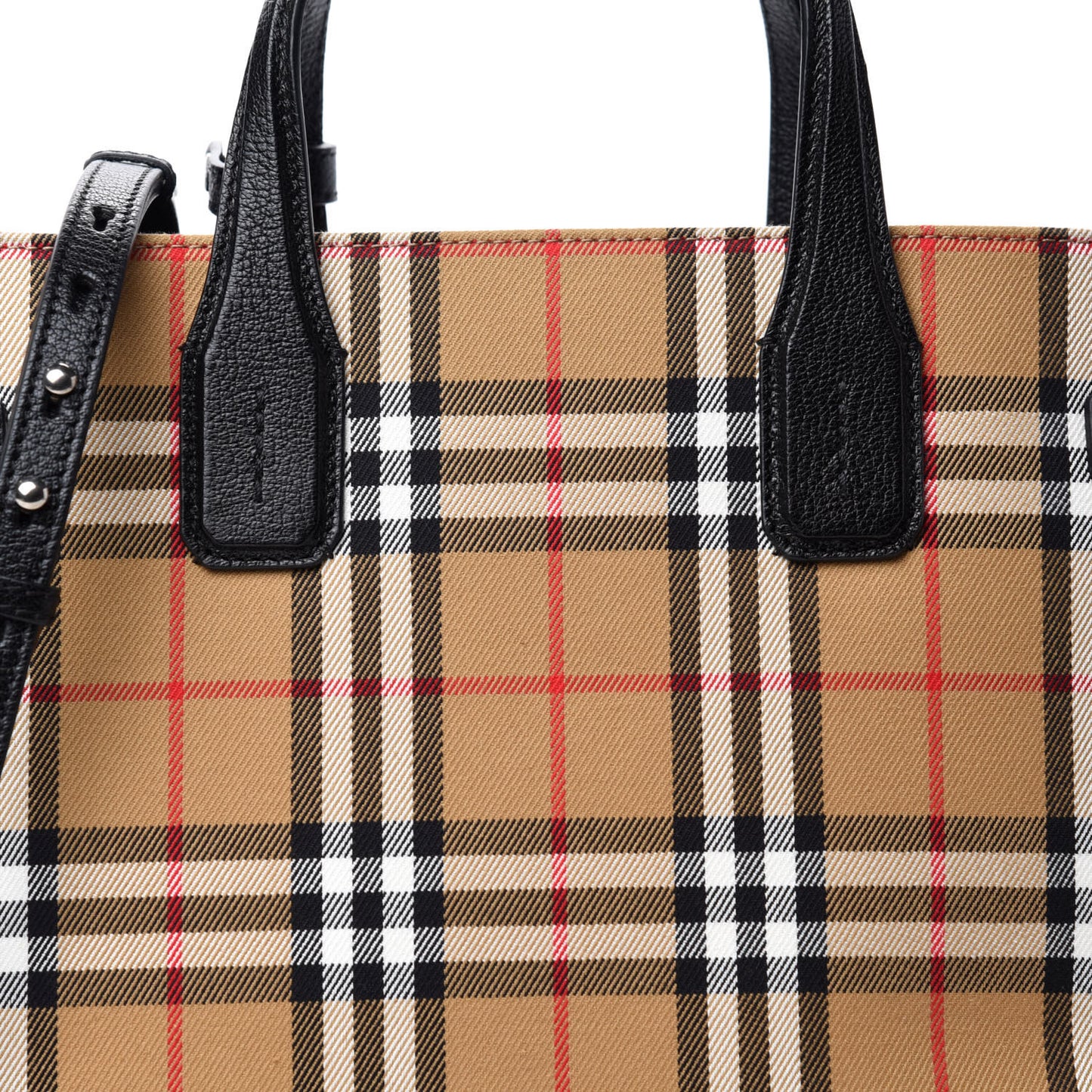 Goatskin Vintage Check Medium Banner Tote Black