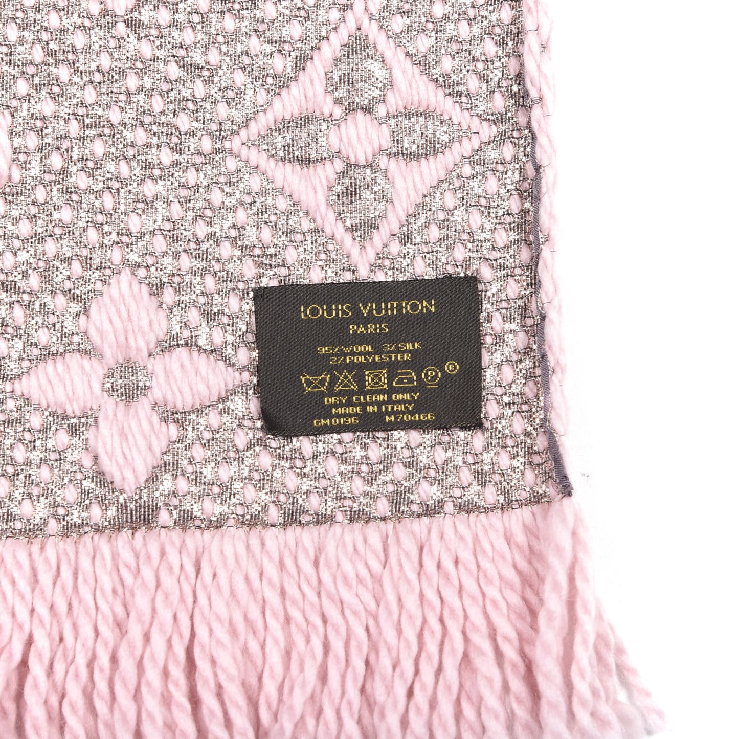 Wool Silk Logomania Shine Scarf Pink