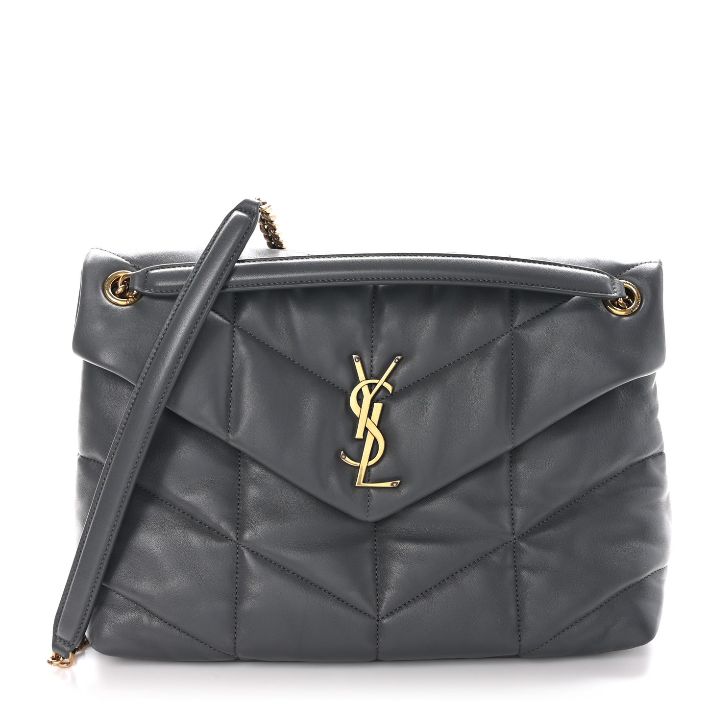 Calfskin Quilted Medium Loulou Puffer Monogram Chain Satchel Storm