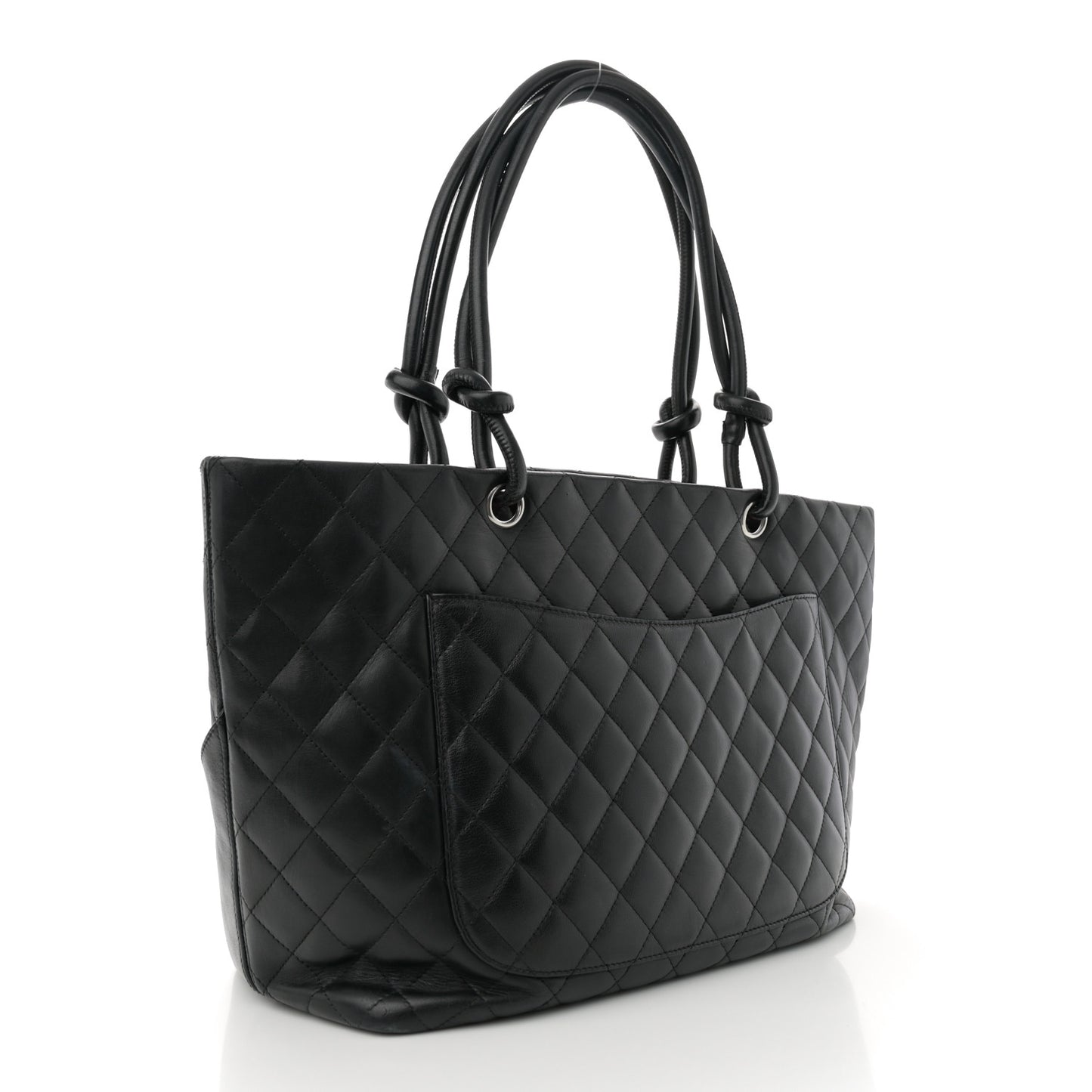 Calfskin Quilted Large Cambon Tote Black White