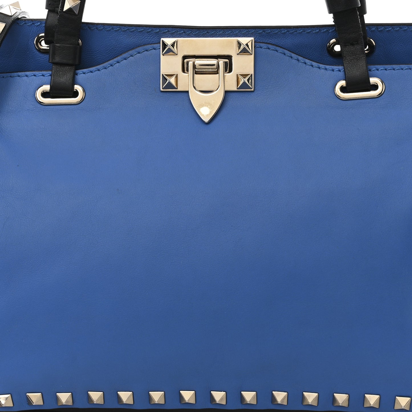 Vitello Small Rockstud Tote Blue Black