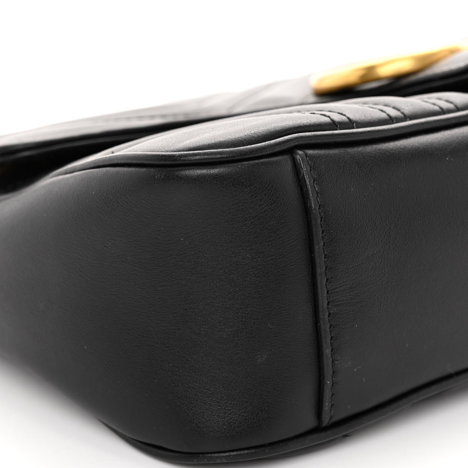 Gucci Calfskin Matelasse Small GG Marmont Shoulder Bag Black 9 of 11