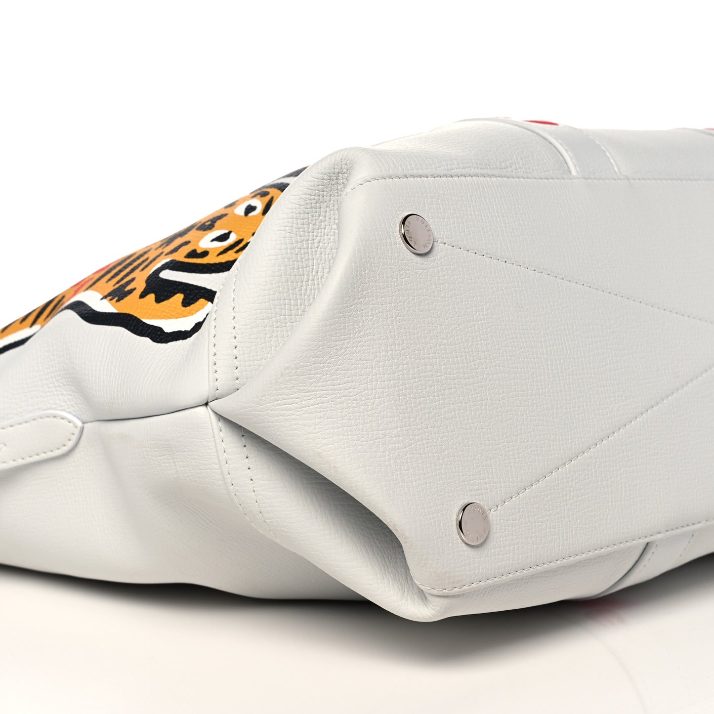 X NIGO Calfskin Tiger Journey Tote White