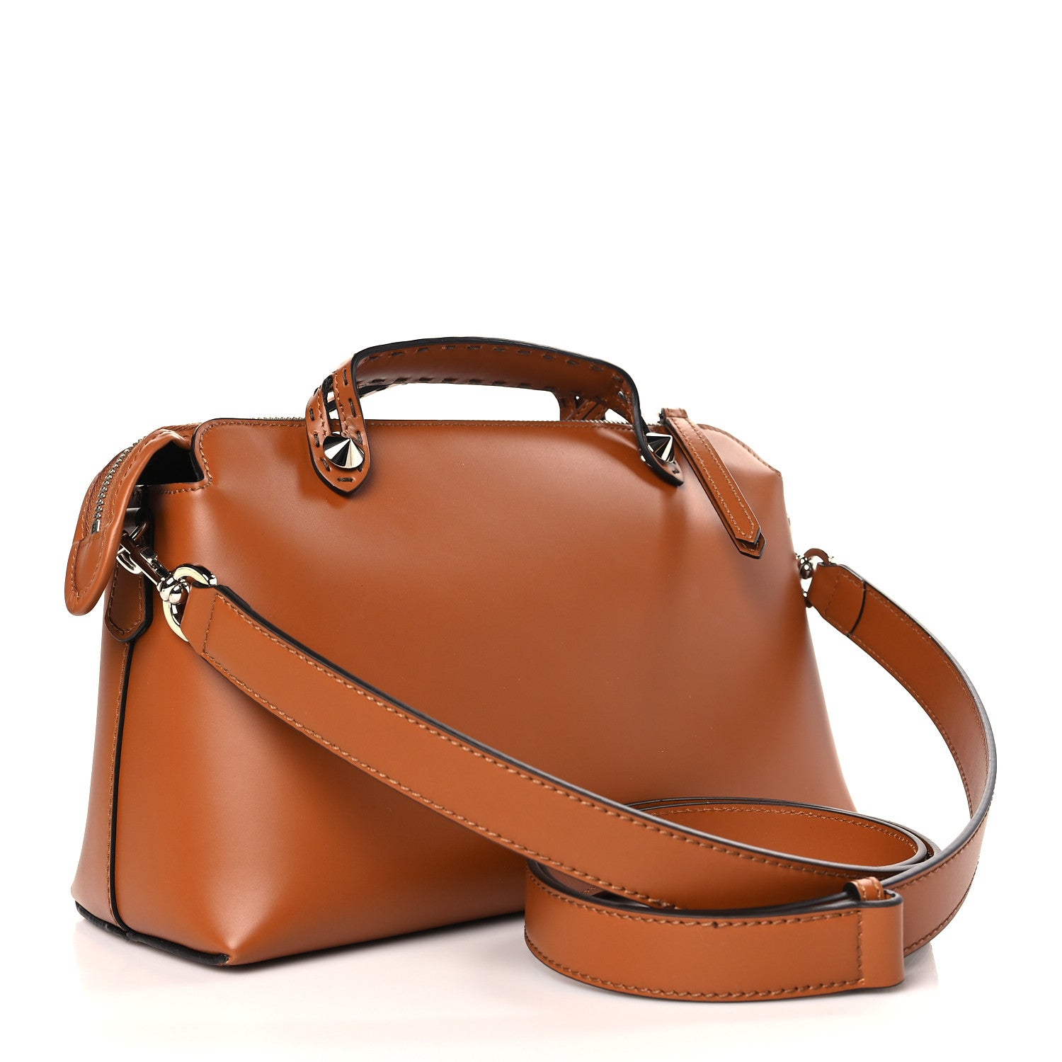 Fendi Vitello King Logo Embossed Medium By The Way Boston Bag Cuoio 3 of 9