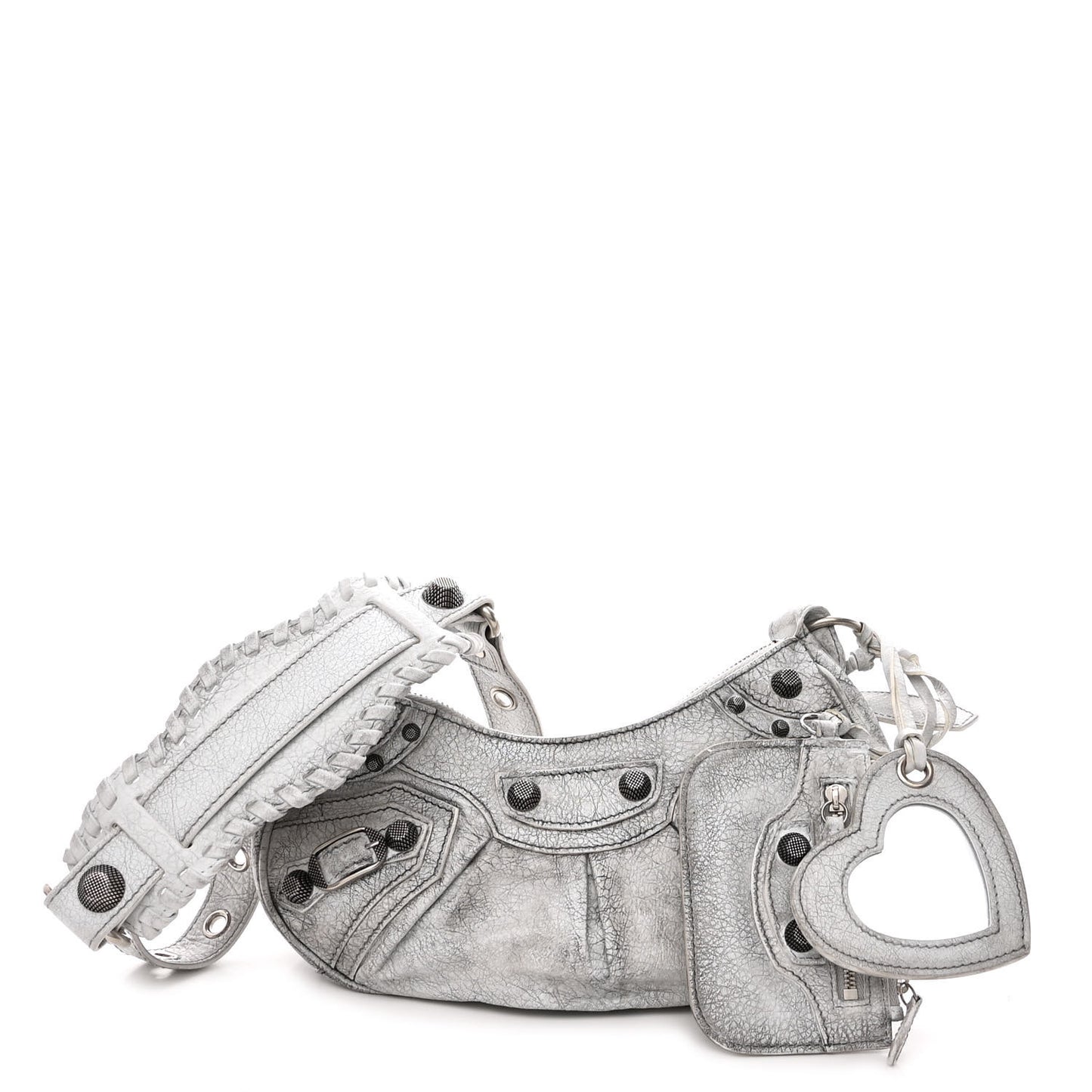 Agneau Arena Dirty Effect Le Cagole Shoulder Bag XS Optic White