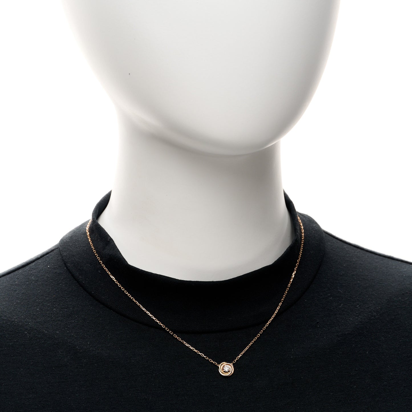 18K Pink White Yellow Gold Diamond Trinity De Cartier Pendant Necklace
