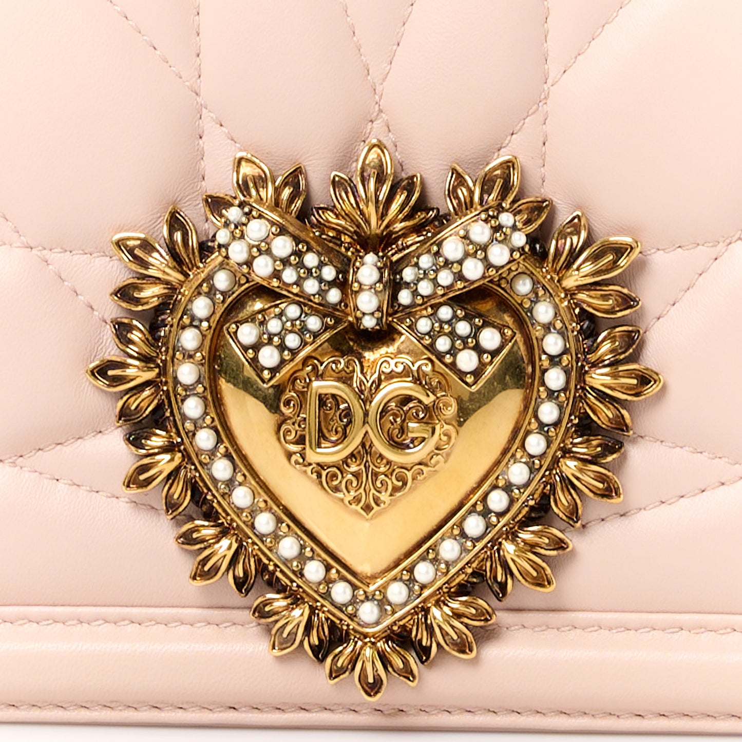 DOLCE & GABBANA Calfskin Medium Devotion Crossbody Bag Cipria