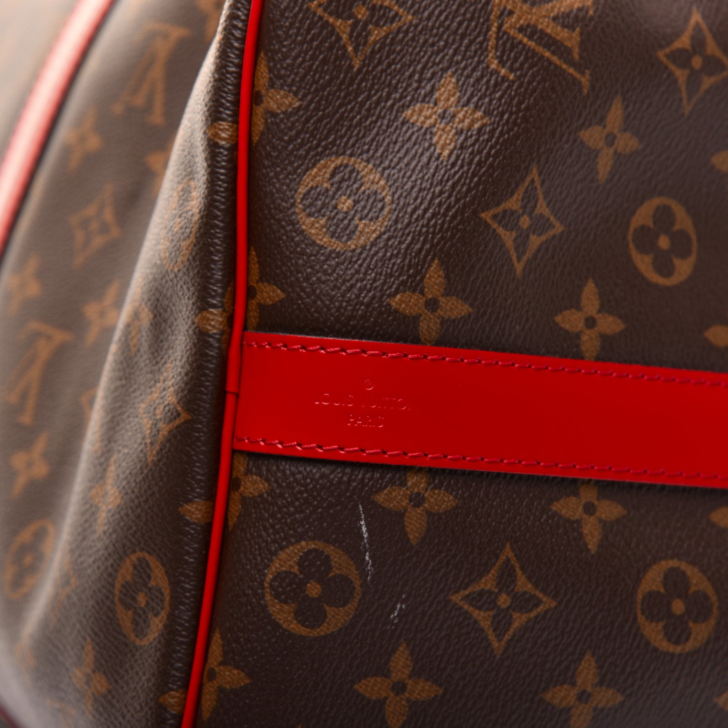Calfskin Monogram Keepall Bandouliere 50 Coquelicot