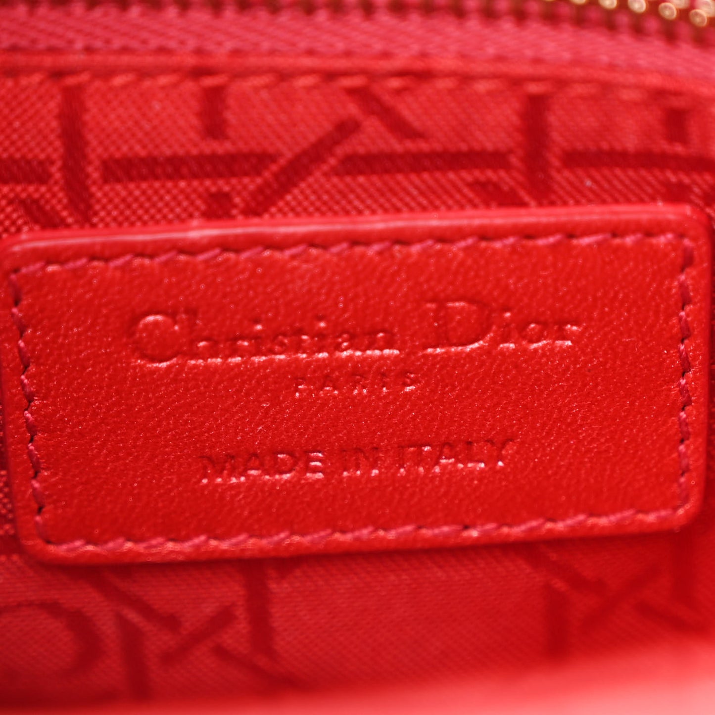 Metallic Lambskin Cannage Mini Lady Dior Red