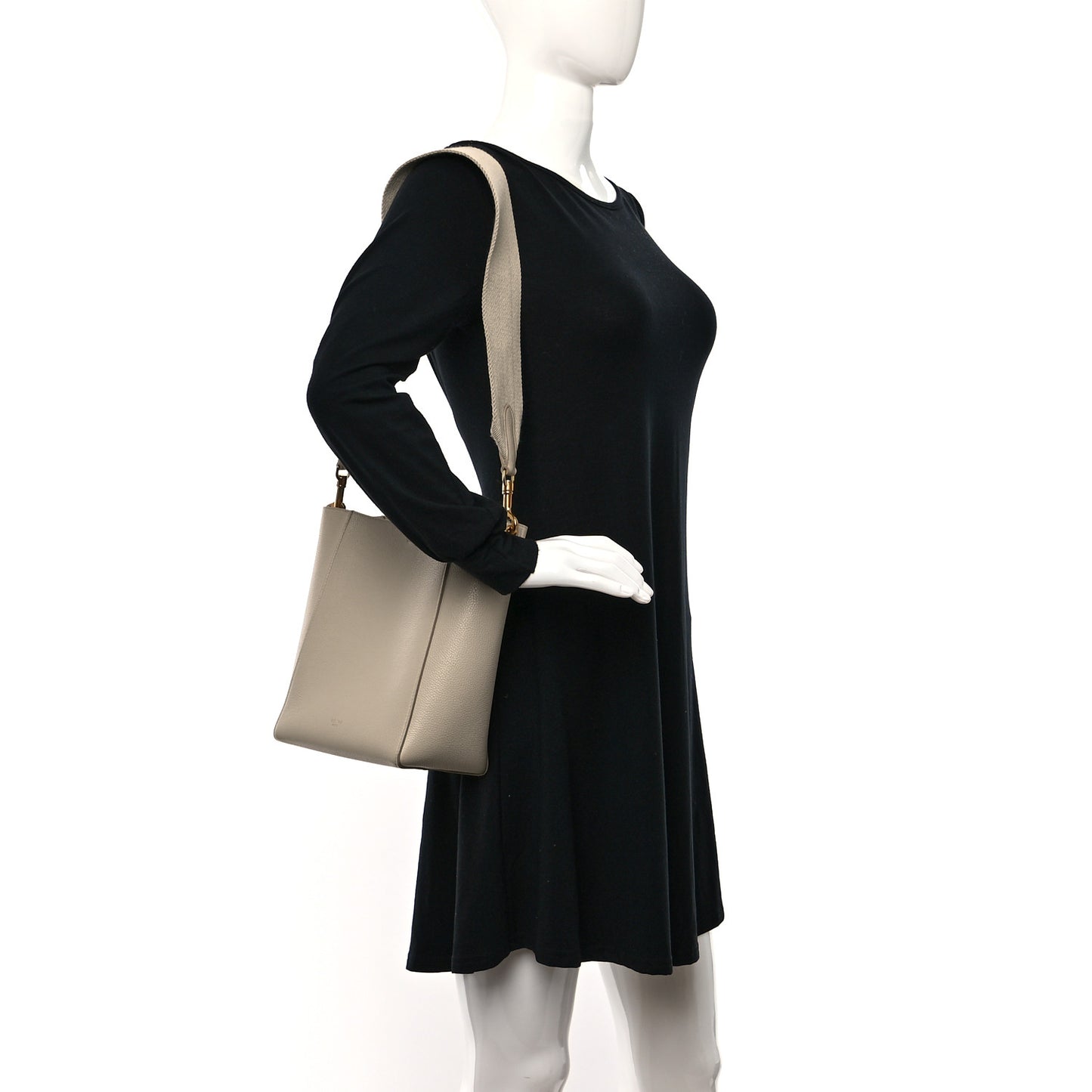 Soft Grained Calfskin Small Sangle Bucket Bag Light Taupe