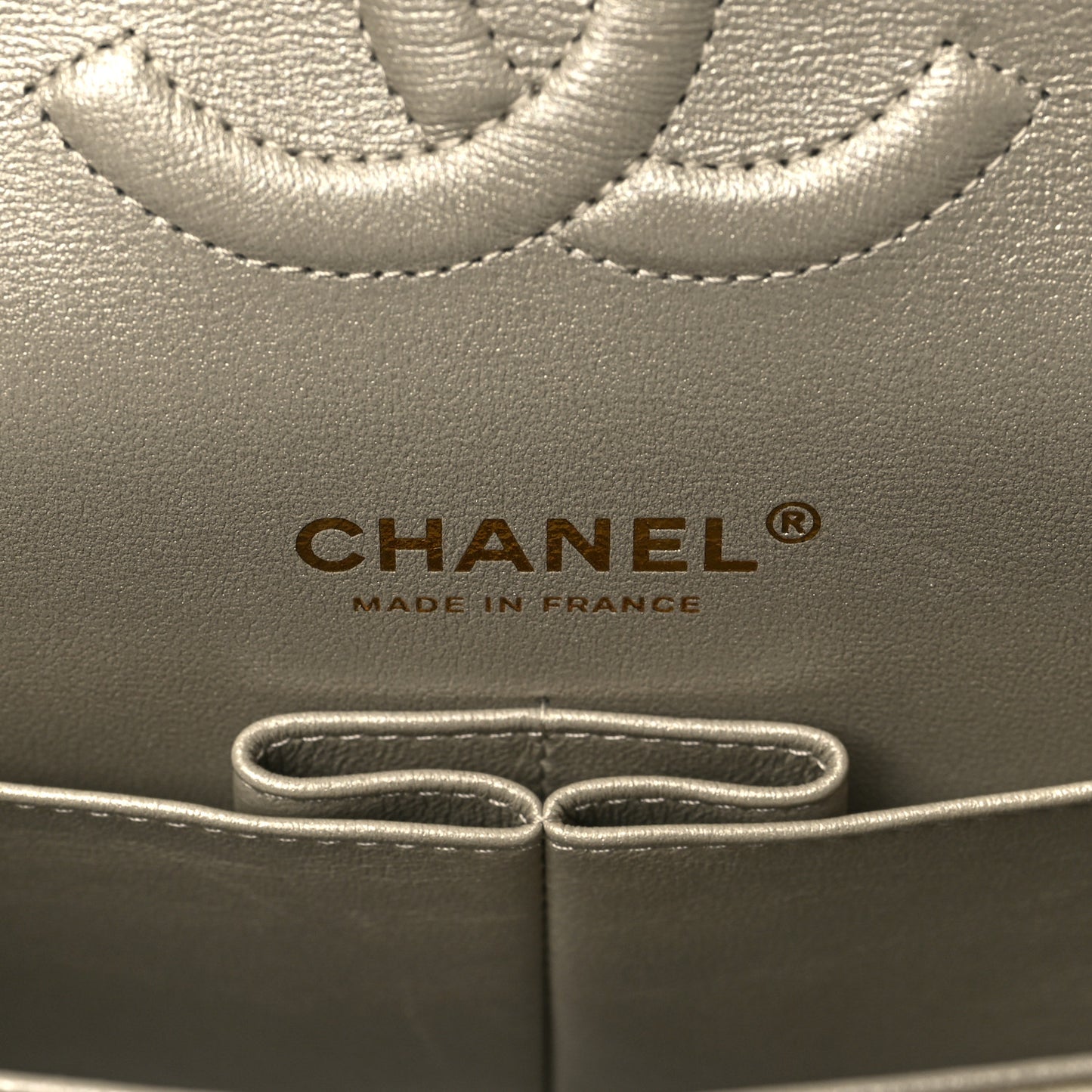 Metallic Lambskin Quilted Medium Double Flap Gold
