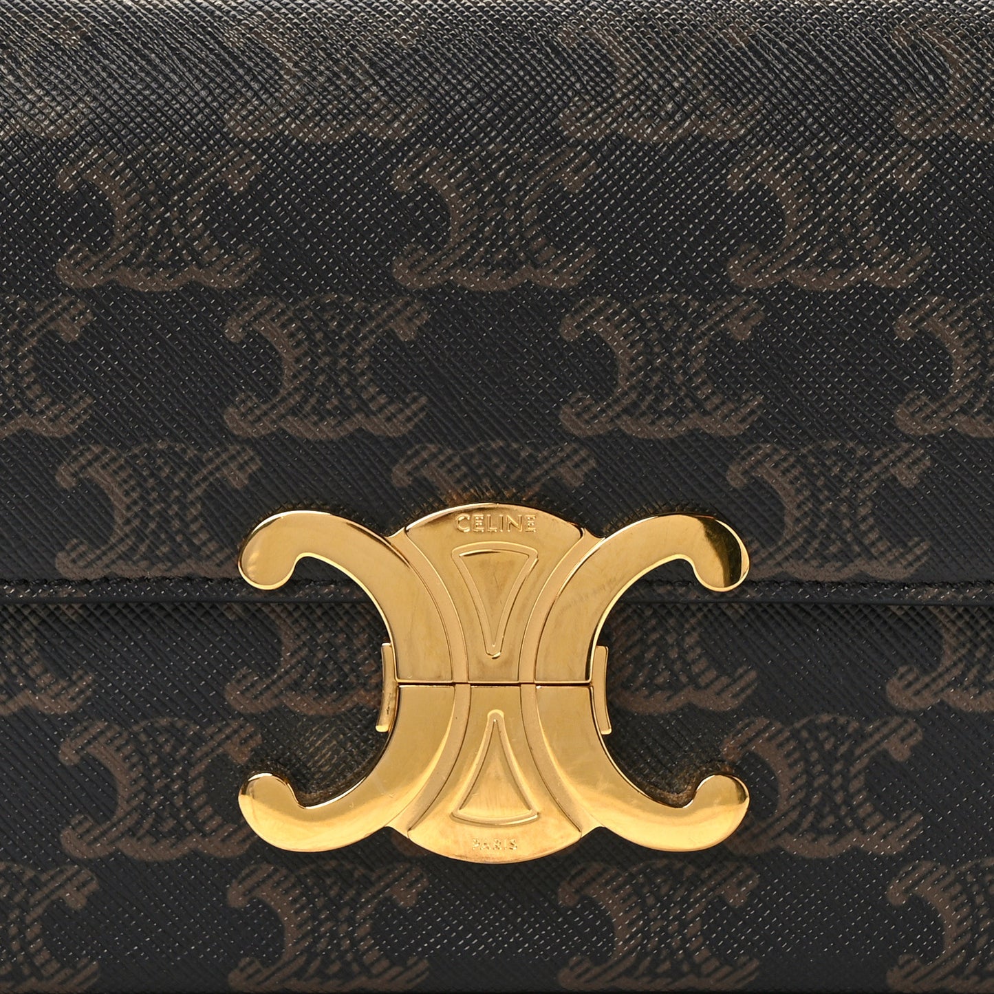 Canvas Calfskin Triomphe Shoulder Bag Tan