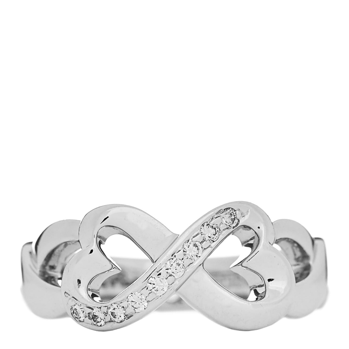 18K White Gold Diamond Paloma Picasso Double Loving Heart Ring 48 4.5