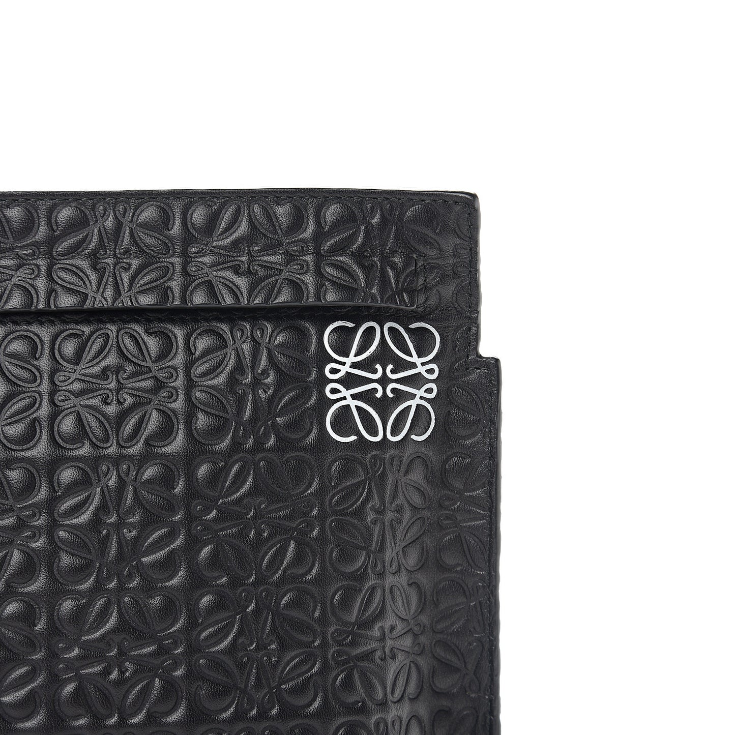 Calfskin Embossed Repeat T Pouch Black