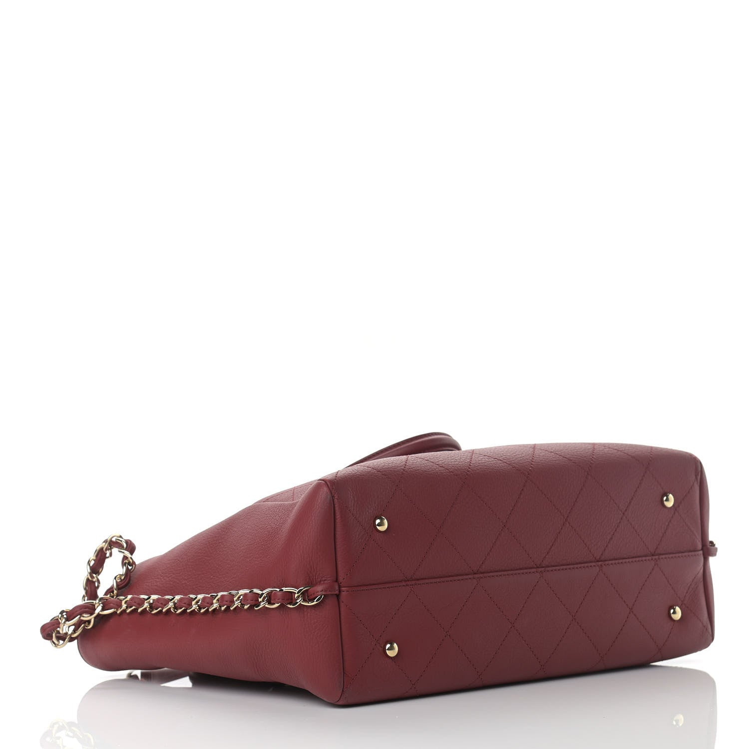 Chanel Bullskin Stitched Medium Shopping Bag Burgundy 4 of 15