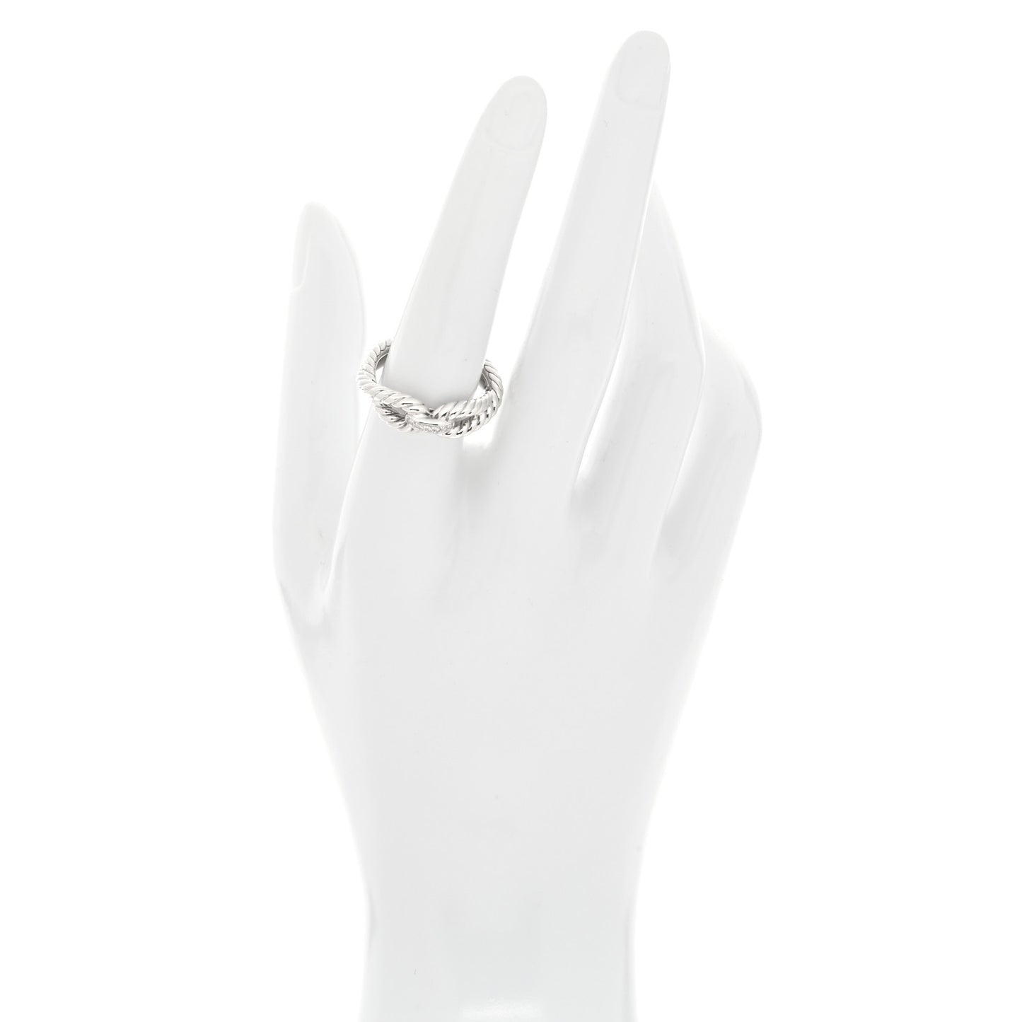 Sterling Silver Diamond Cable Loop Band Ring 56 7.5