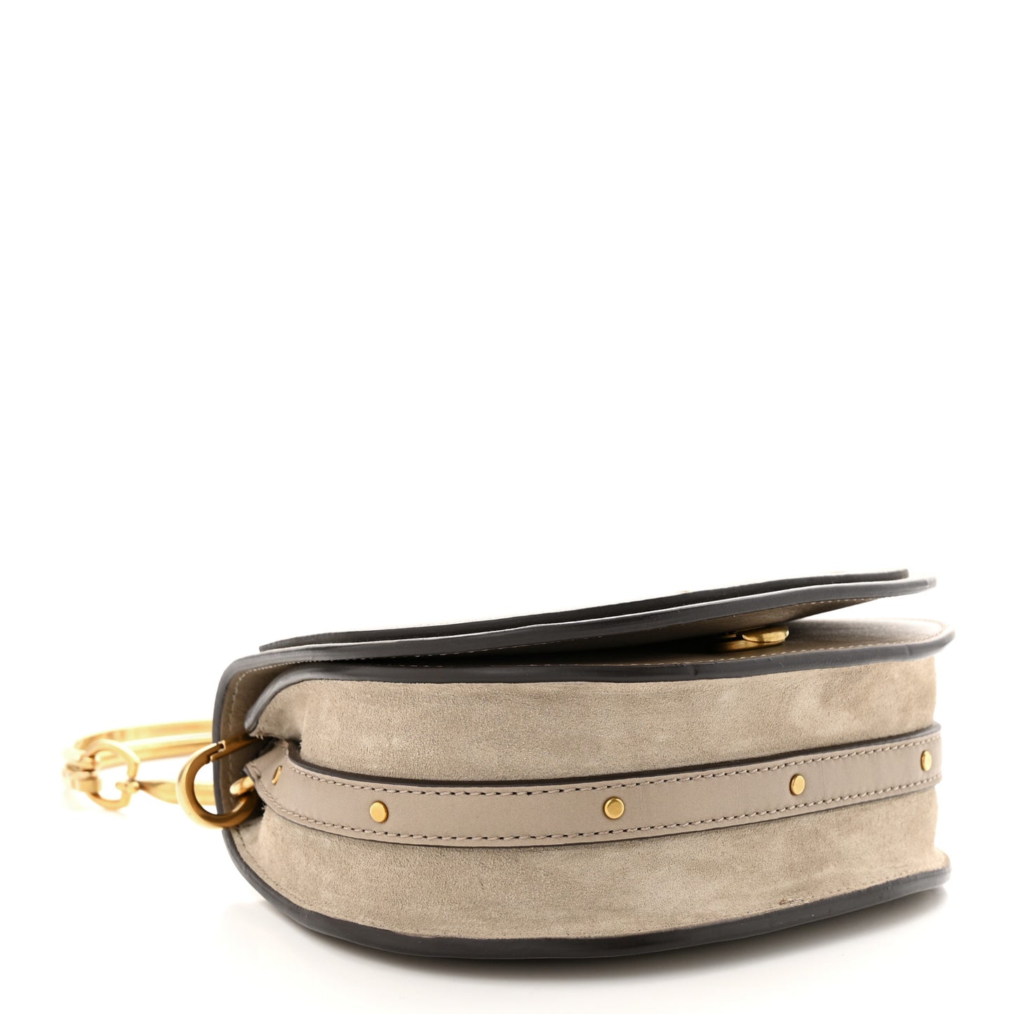 Calfskin Suede Small Nile Bracelet Bag Motty Grey