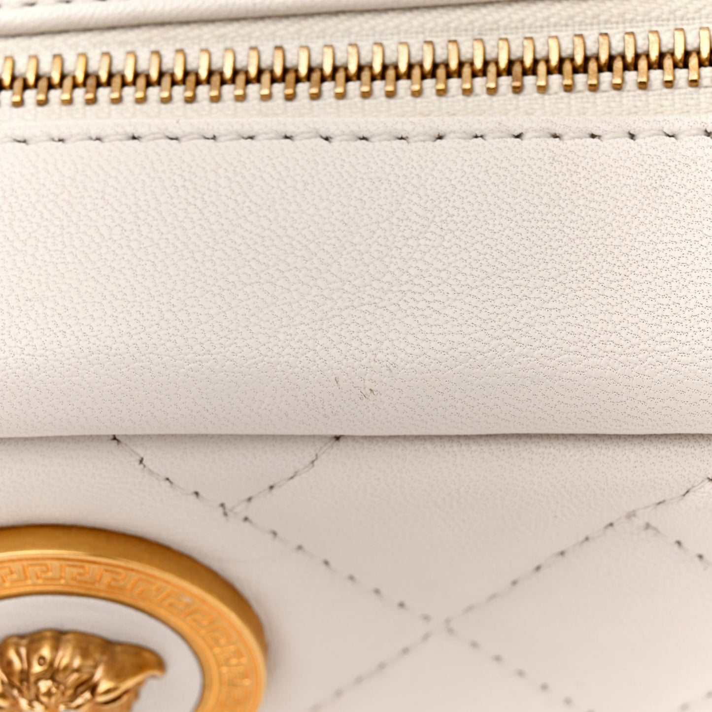 Nappa Quilted Medusa Tribute Camera Bag White