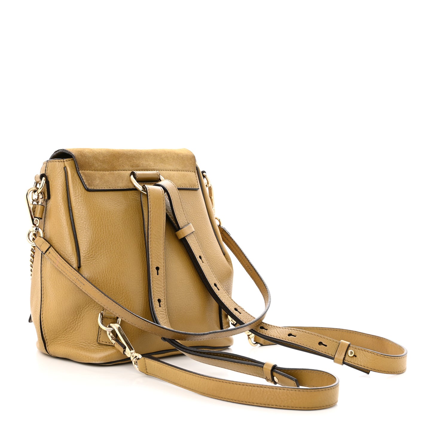 Suede Calfskin Small Faye Backpack Dark Khaki