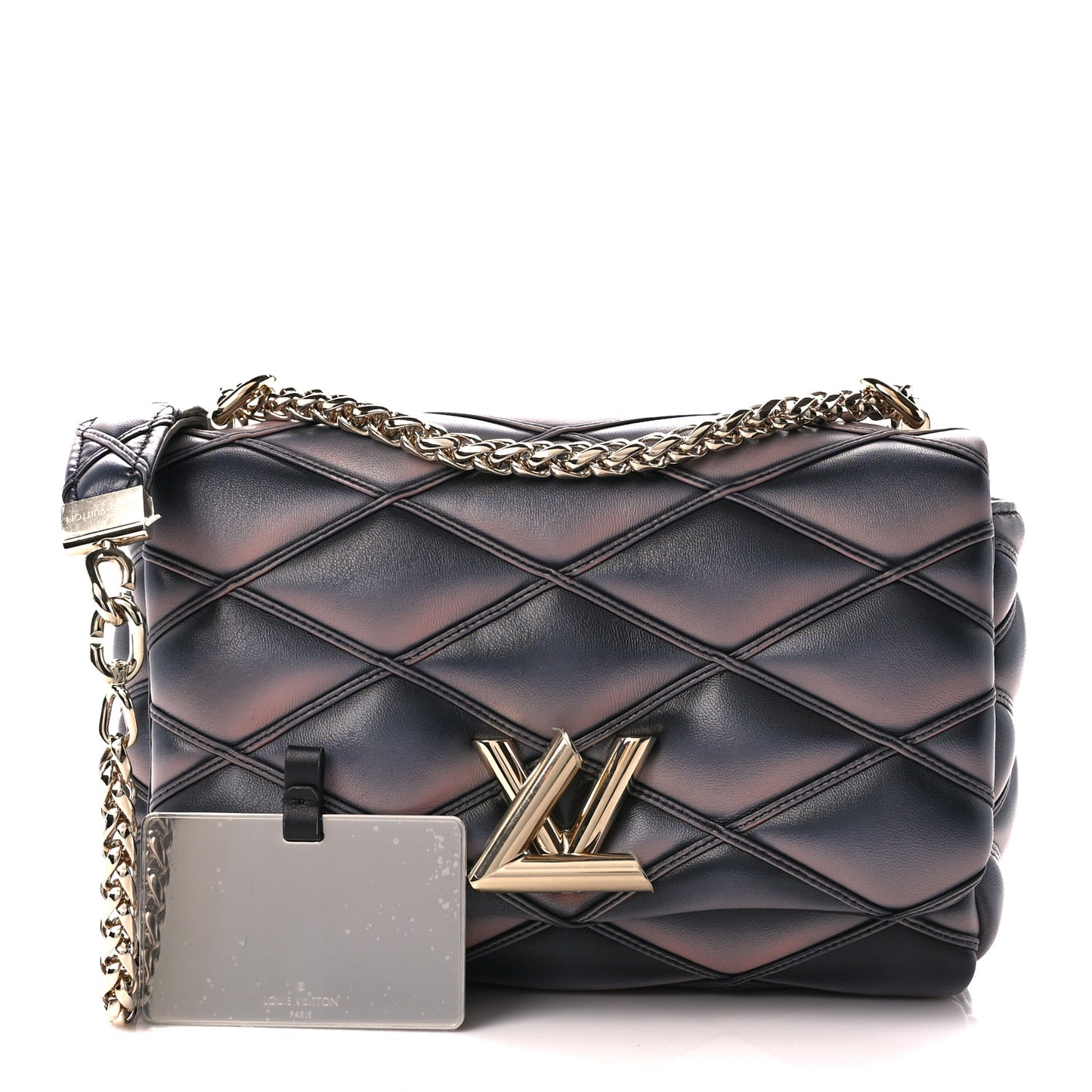Lambskin Malletage Top Handle GO-14 MM Black Pink