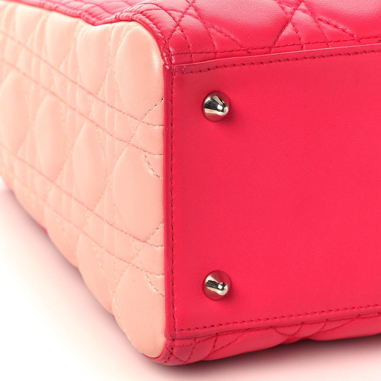 Lambskin Cannage Tri-Color Medium Lady Dior Orange Riviera Fuchsia Cosmopolitan Lipstick Natural