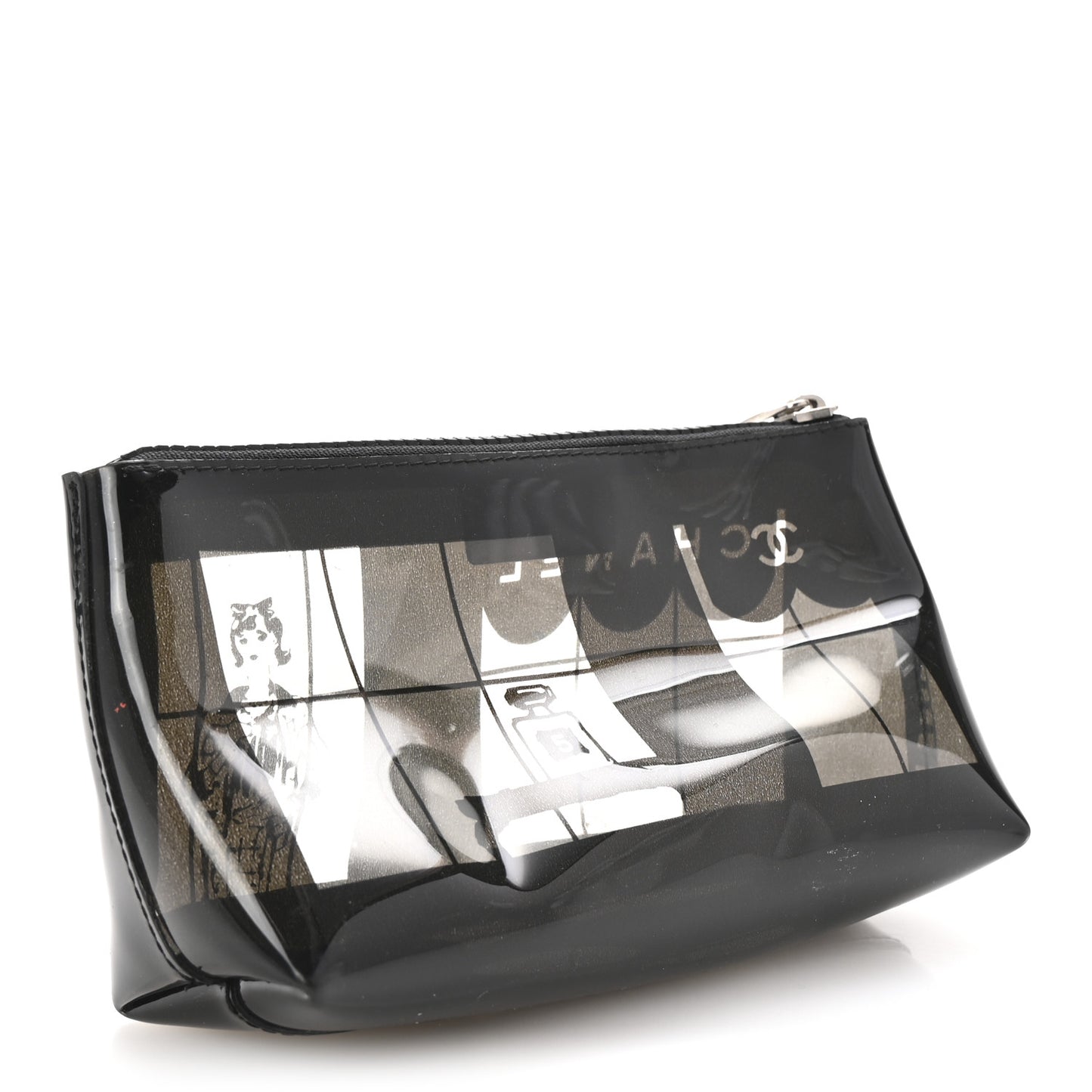 Vinyl Coco Window Cosmetic Pouch Black