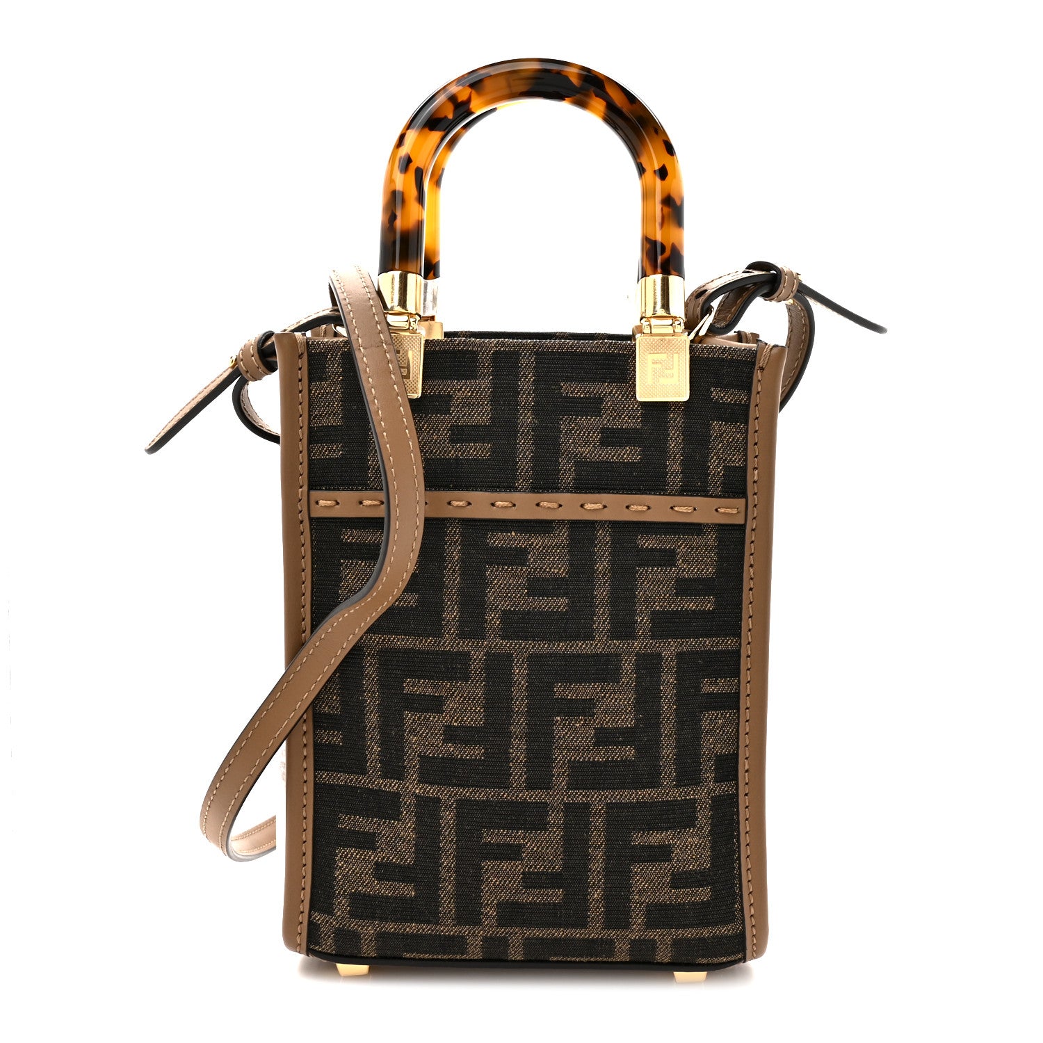 Fendi Fabric Jacquard Vitello King Plexiglass FF 1974 Mini Fendi