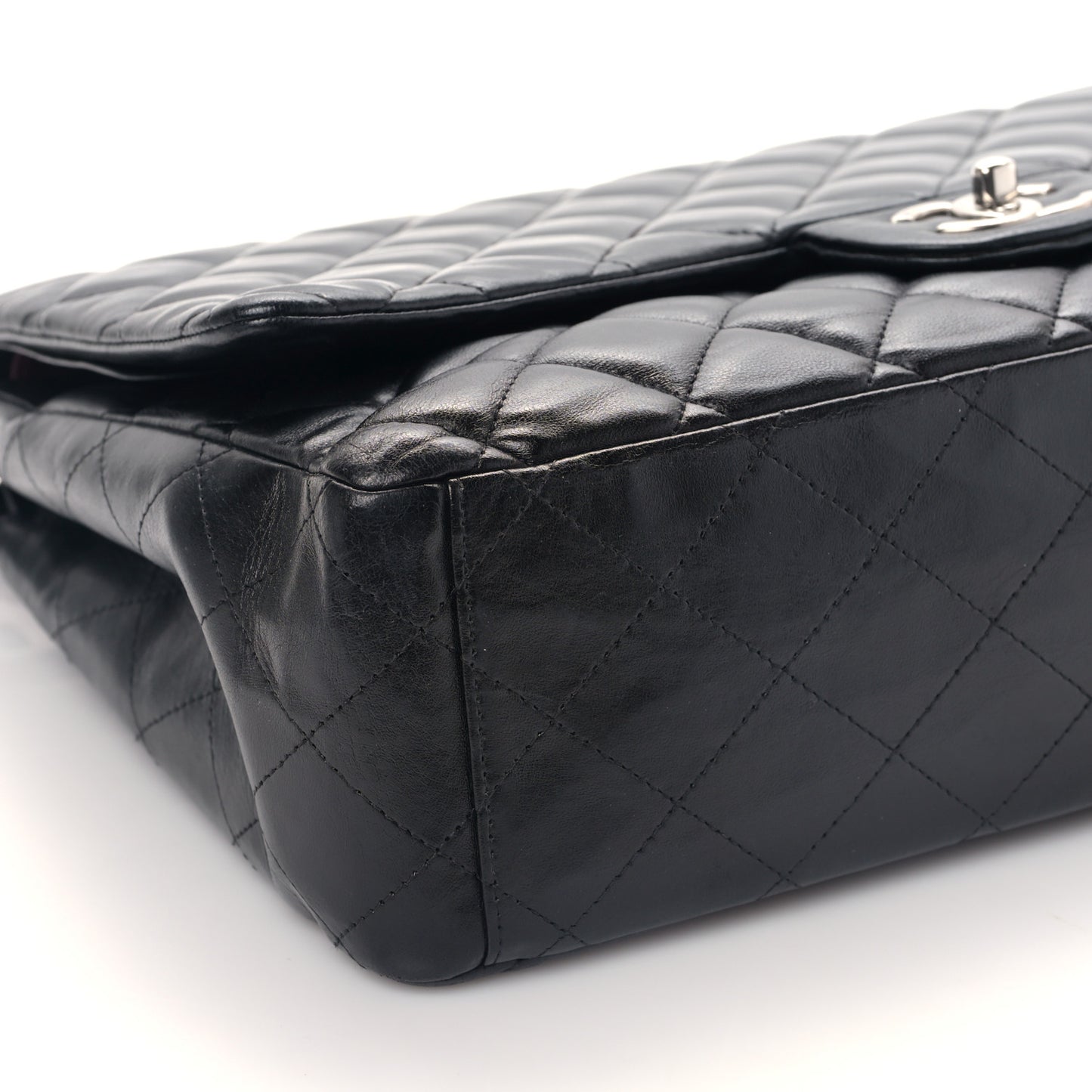 Lambskin Quilted Maxi Single Flap Black