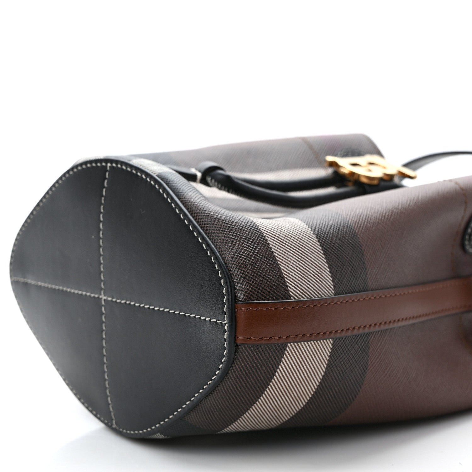 Burberry Giant Check Calfskin TB Mini Bucket Bag Dark Birch 8 of 9