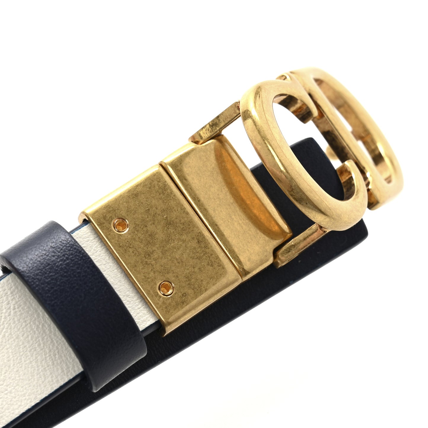 Calfskin Saddle Belt White Navy