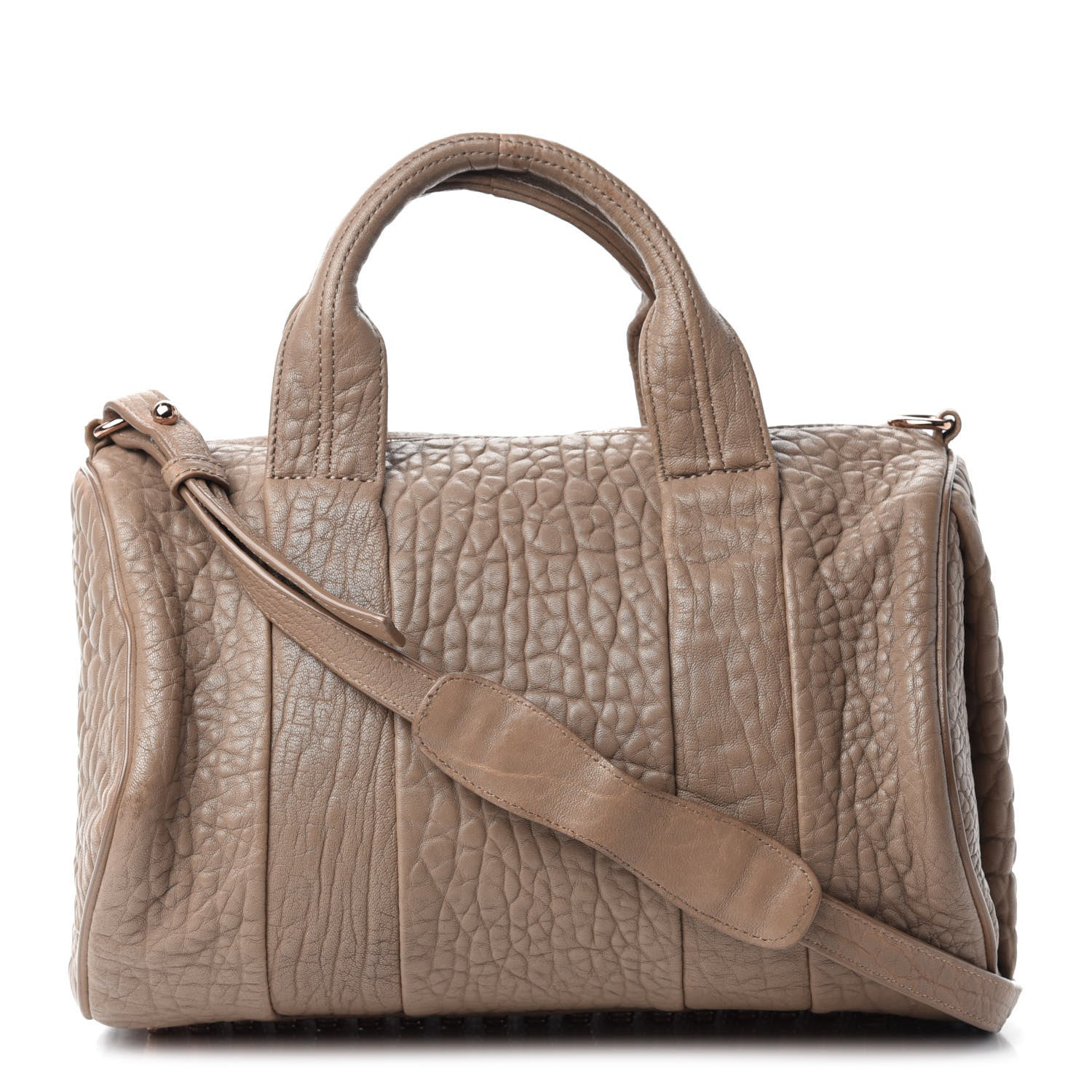 Alexander Wang Pebbled Lambskin Rocco Latte Rose Gold Hardware