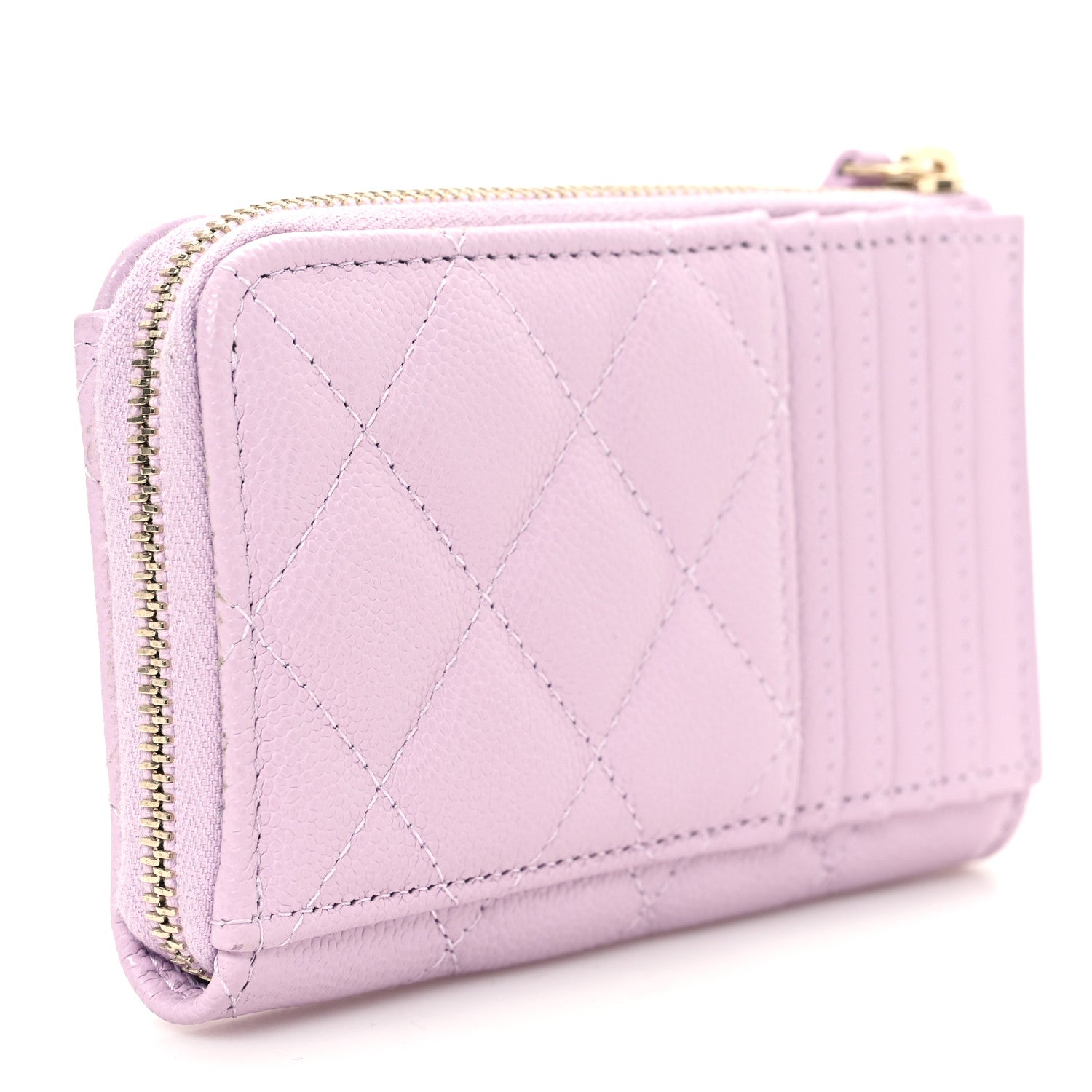 Chanel Caviar Quilted CC Zip Around Card Holder Light Purple 3 of 8