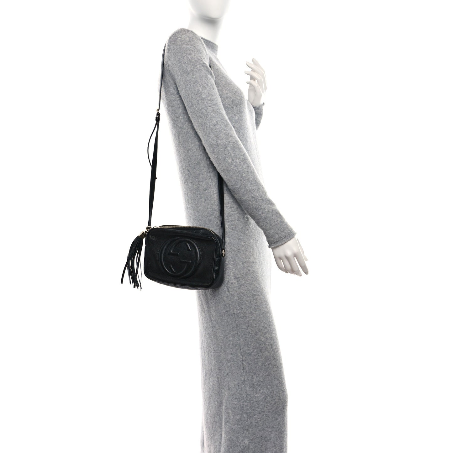 Pebbled Calfskin Small Soho Disco Bag Black