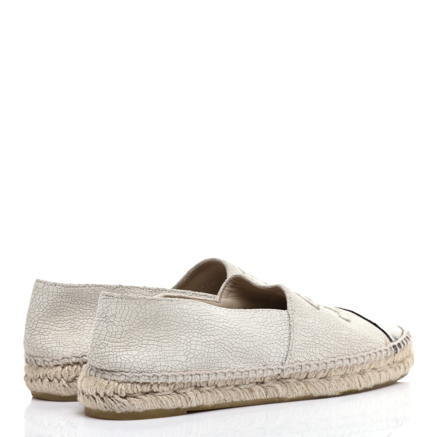Crackled Calfskin Espadrilles 40 Light Beige Black