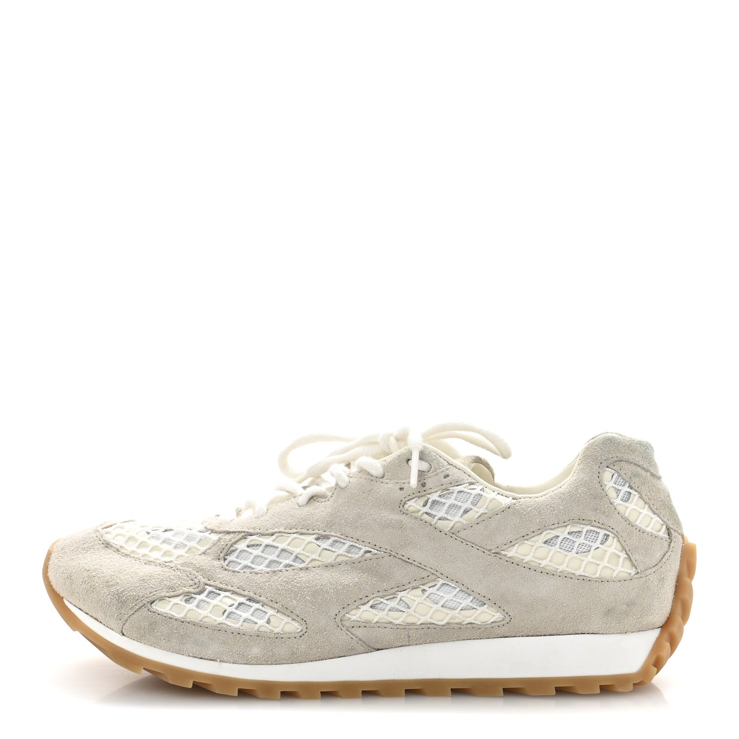 Calfskin Fishnet Fabric Orbit Sneakers 39 Sea Salt