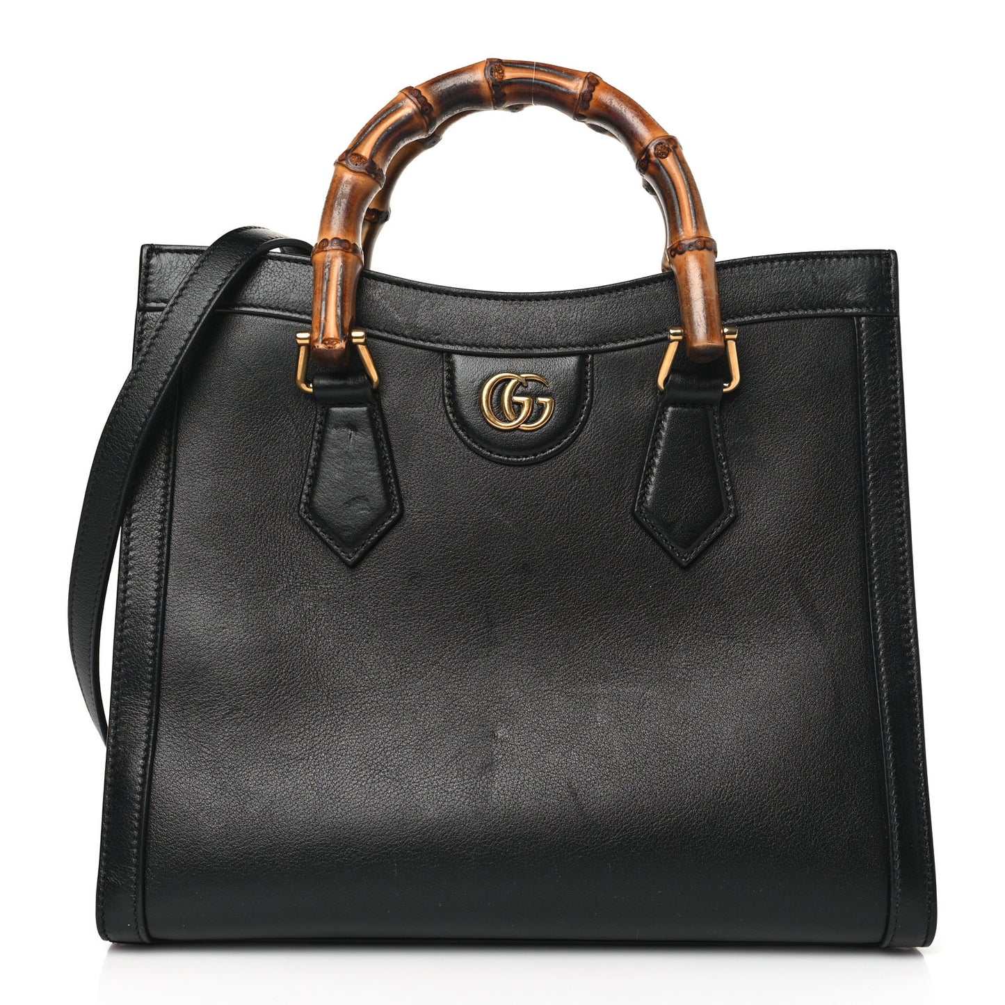 Calfskin Small Diana Tote Bag Black Yellow Fluo
