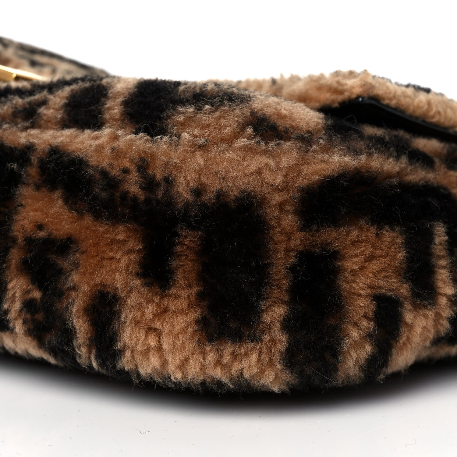 Fendi Shearling Vitello Dolce Macro FF 1974 Baguette Tobacco Black 9 of 9