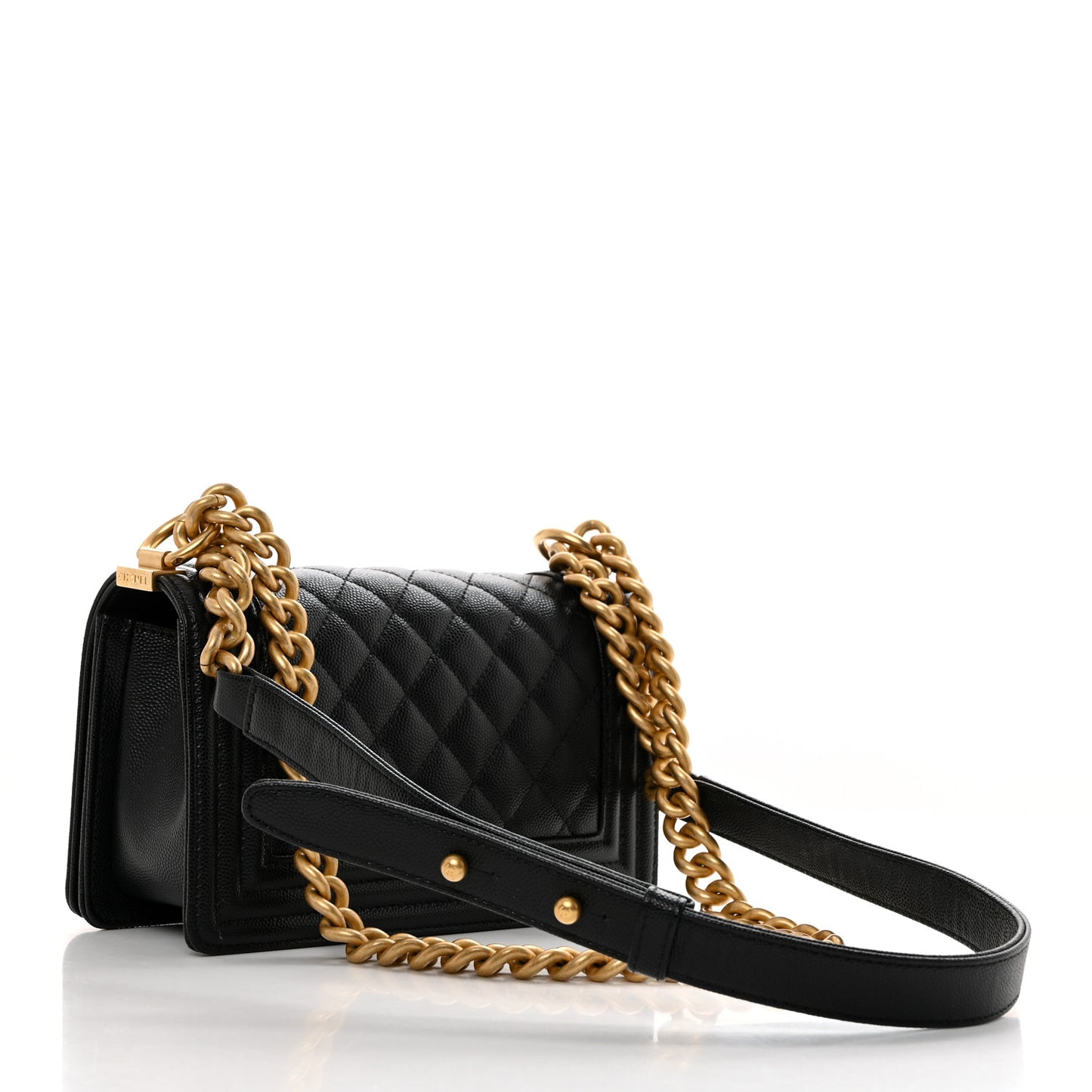 Caviar Quilted Small Boy Flap Black