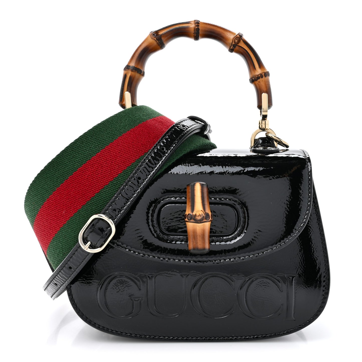 Patent Web MIni Bamboo 1947 Top Handle Bag Black