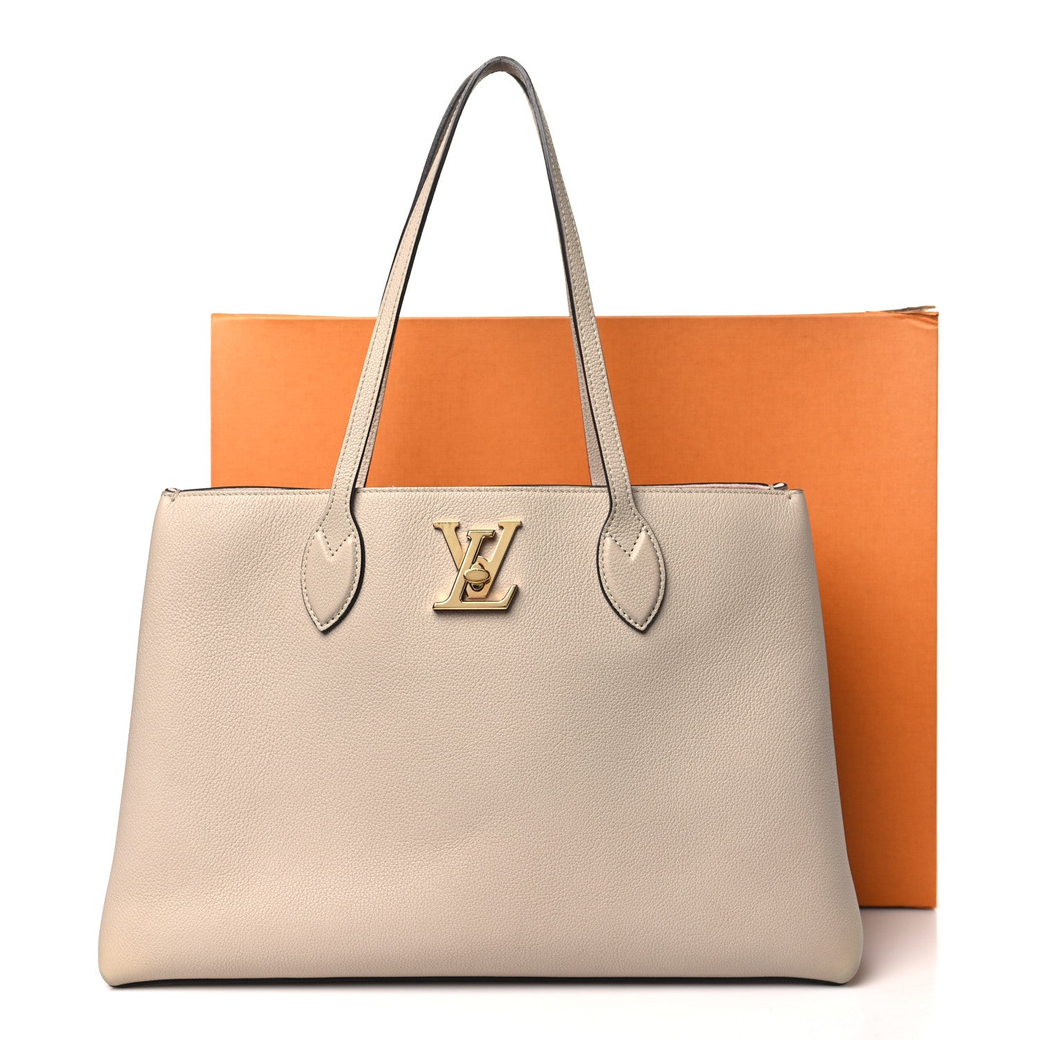 Louis Vuitton Grained Calfskin Lockme Shopper Greige 16 of 16