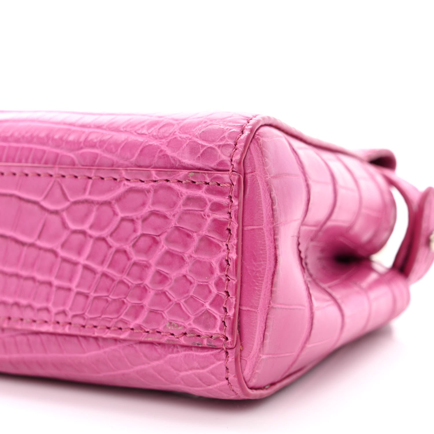 Fendi Shiny Alligator Shiny Nappa Micro Peekaboo Iconic Satchel Magenta 11 of 13