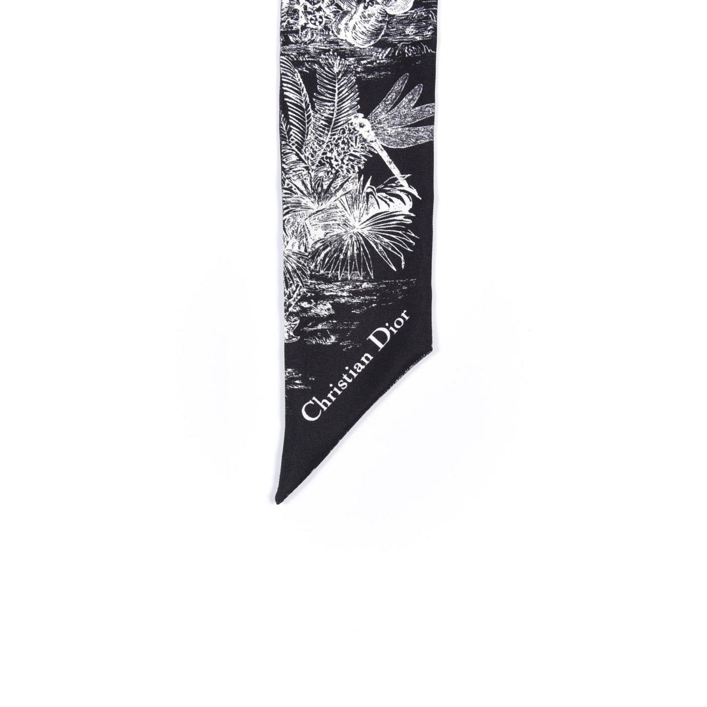 Silk Toile De Jouy Tropicalia Mitzah Scarf Black