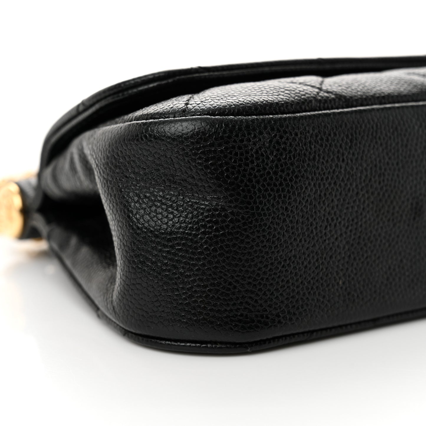 Caviar Quilted Mini Flap Clutch With Chain Black