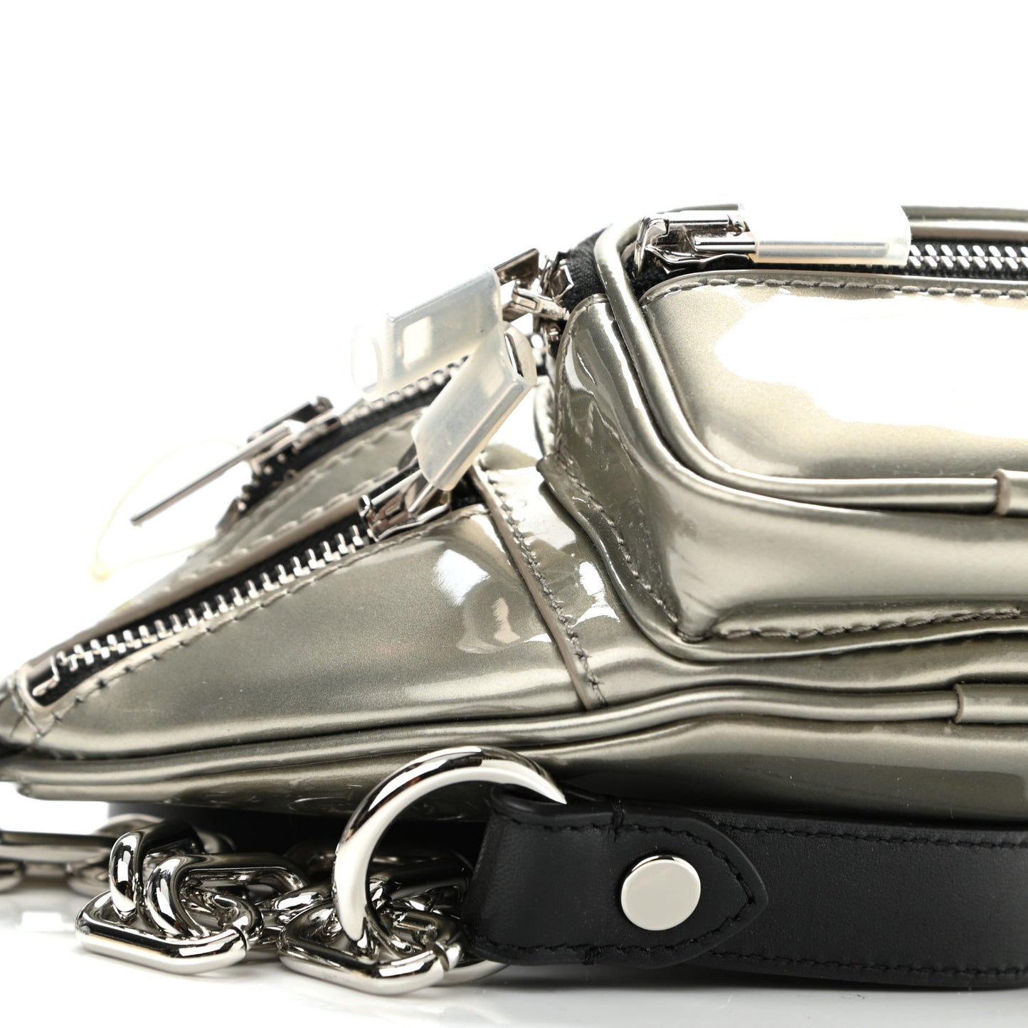 Metallic Lambskin Mini Attica Belt Bag Silver