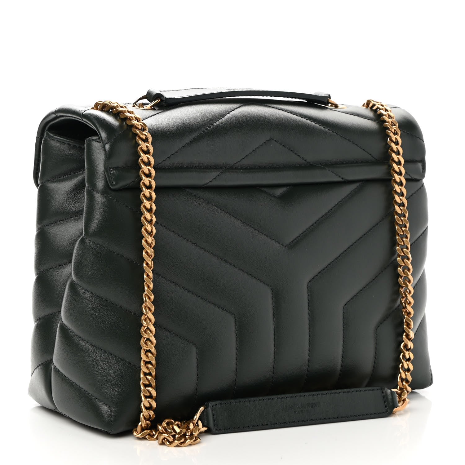 Saint Laurent Calfskin Y Quilted Monogram Small Loulou Chain Satchel Olive 2 of 10