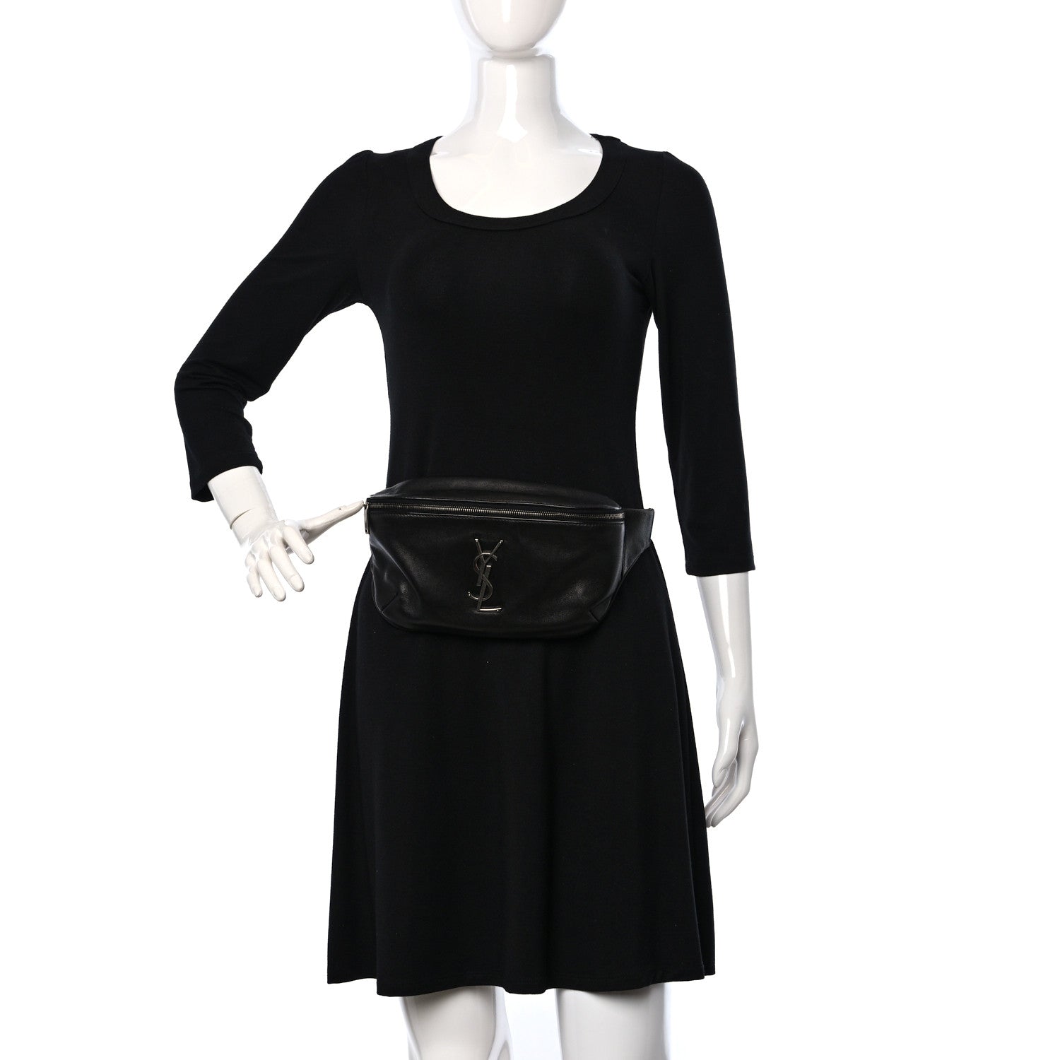 Saint Laurent Calfskin Monogram Belt Bag Black 2 of 8