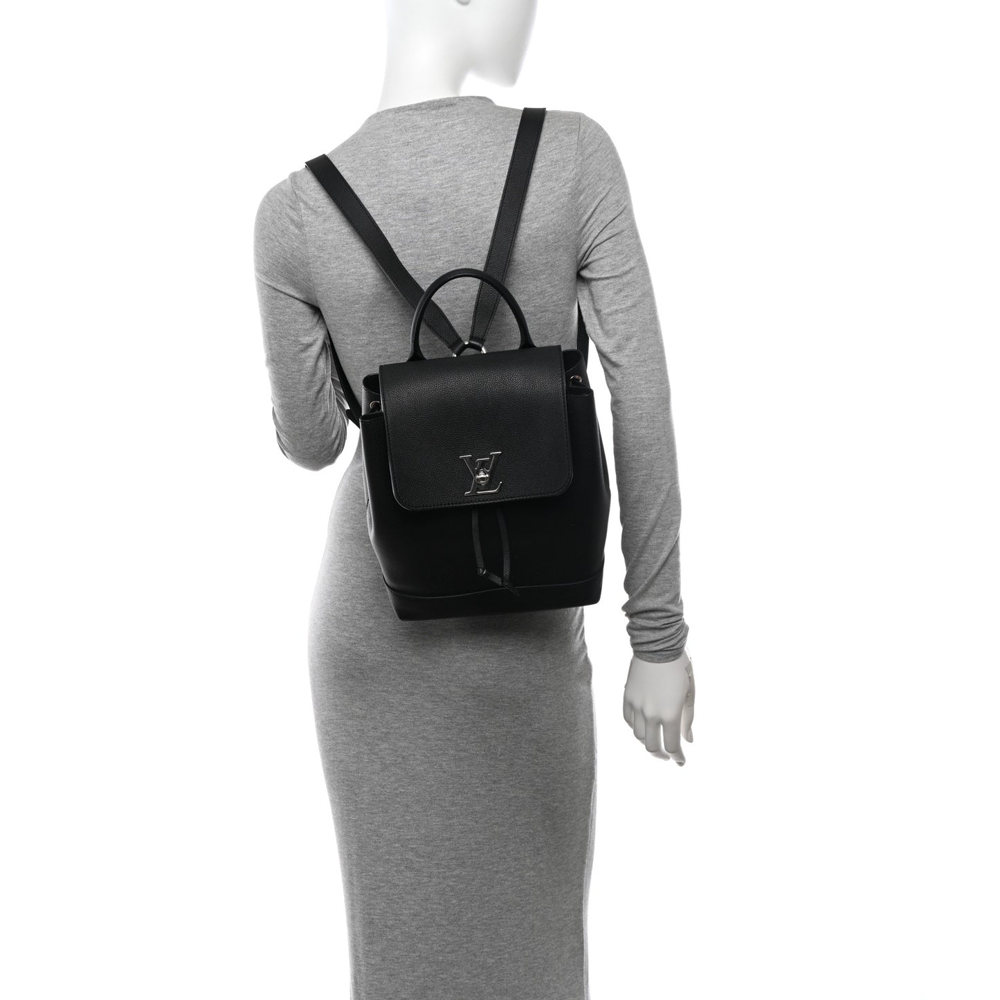 Calfskin Lockme Backpack Black